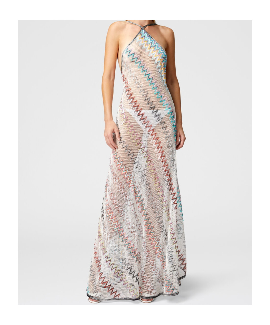 Missoni Zigzag Intarsia Open-knit Maxi Dress In Multicolor