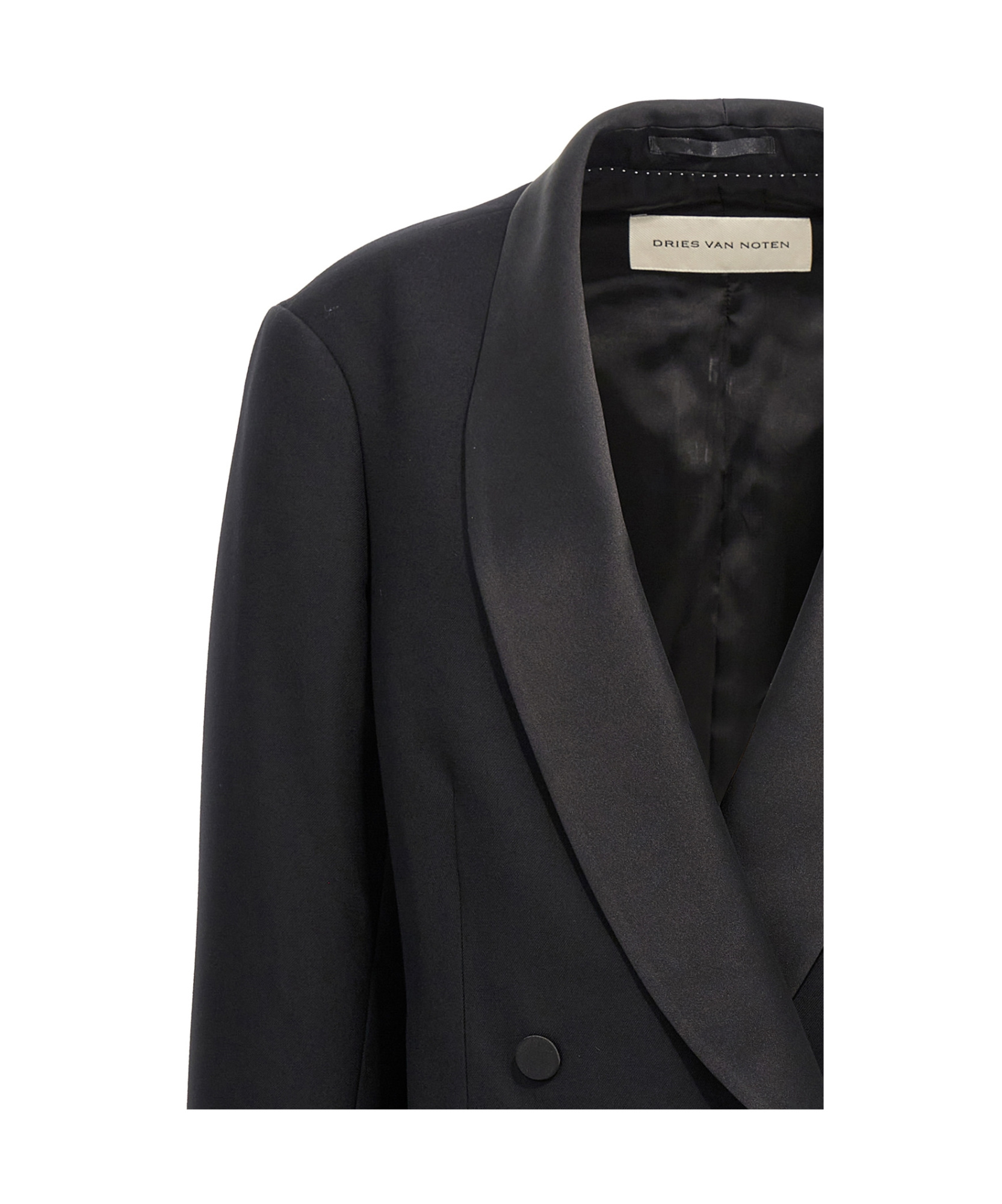 Dries Van Noten Blinker Tux Double-breasted Blazer In Black