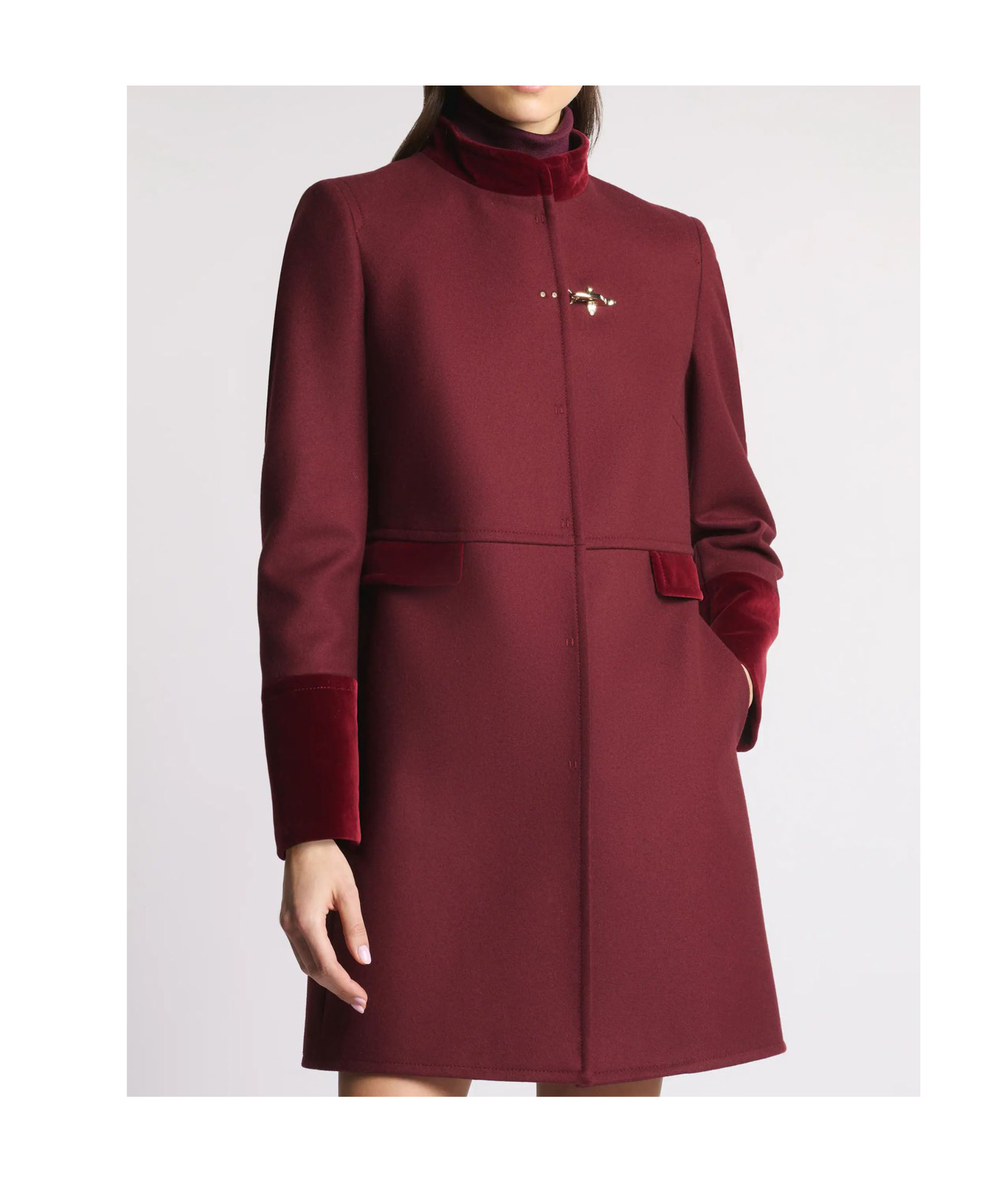 Fay Velvet-trim Coat In Multi