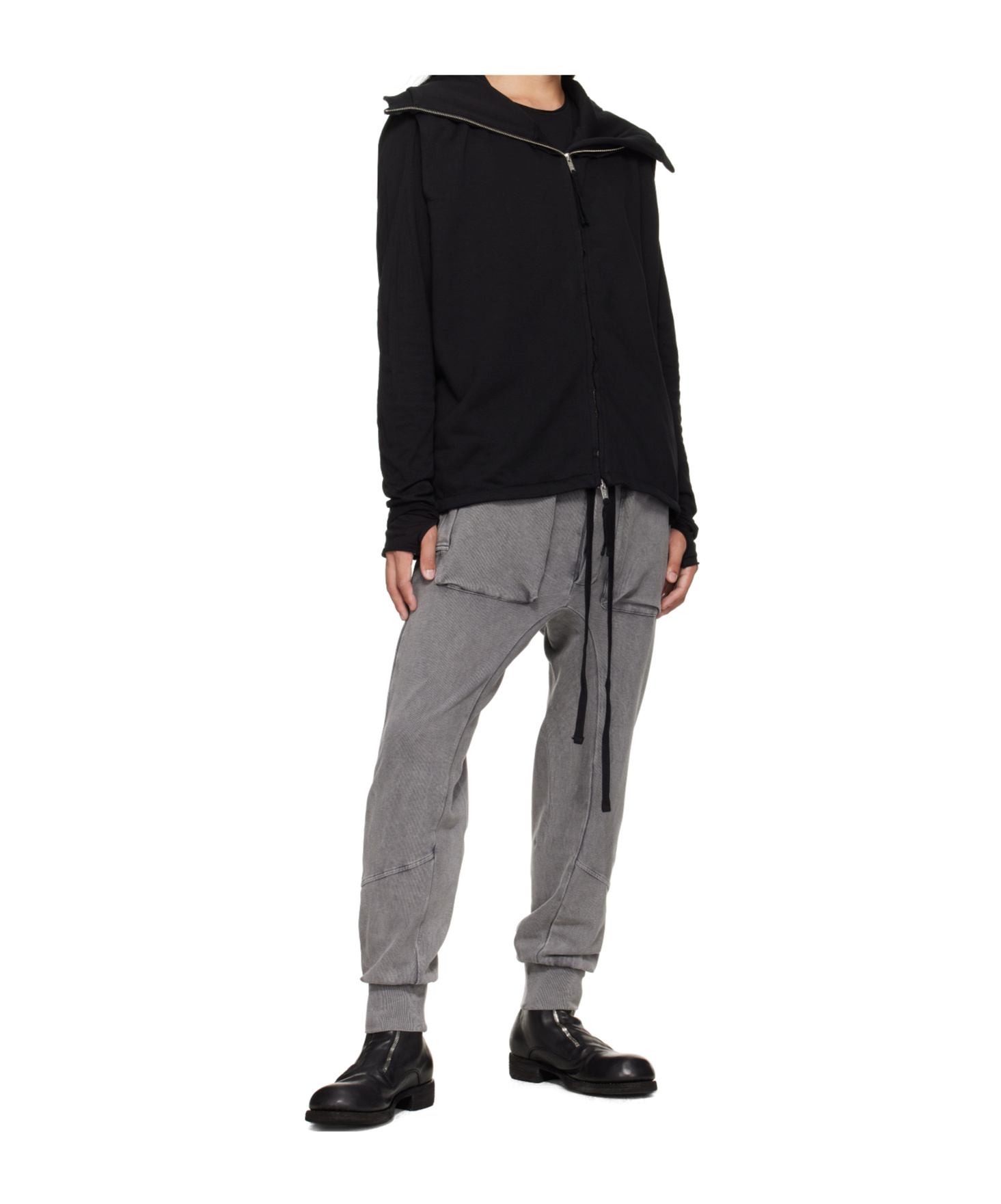 Thom Krom Cotton-blend Fleece Hoodie In Black