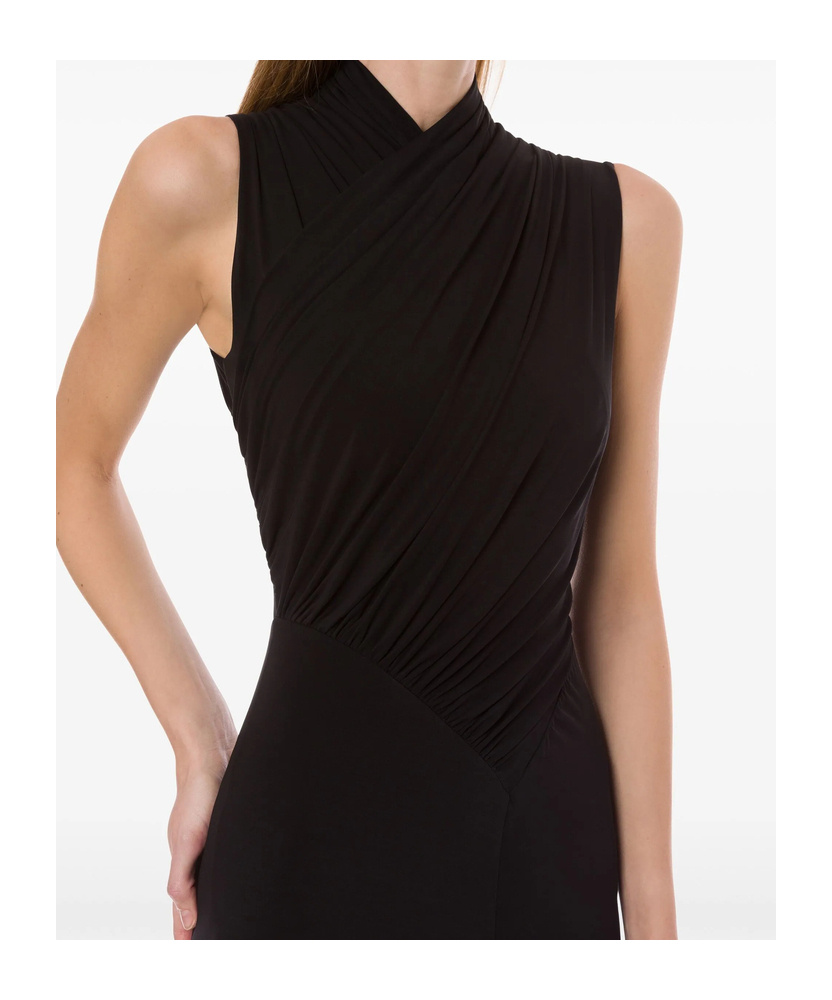 Alberta Ferretti Womens Black Draped Sleeveless Stretch-woven Maxi Dress In Black