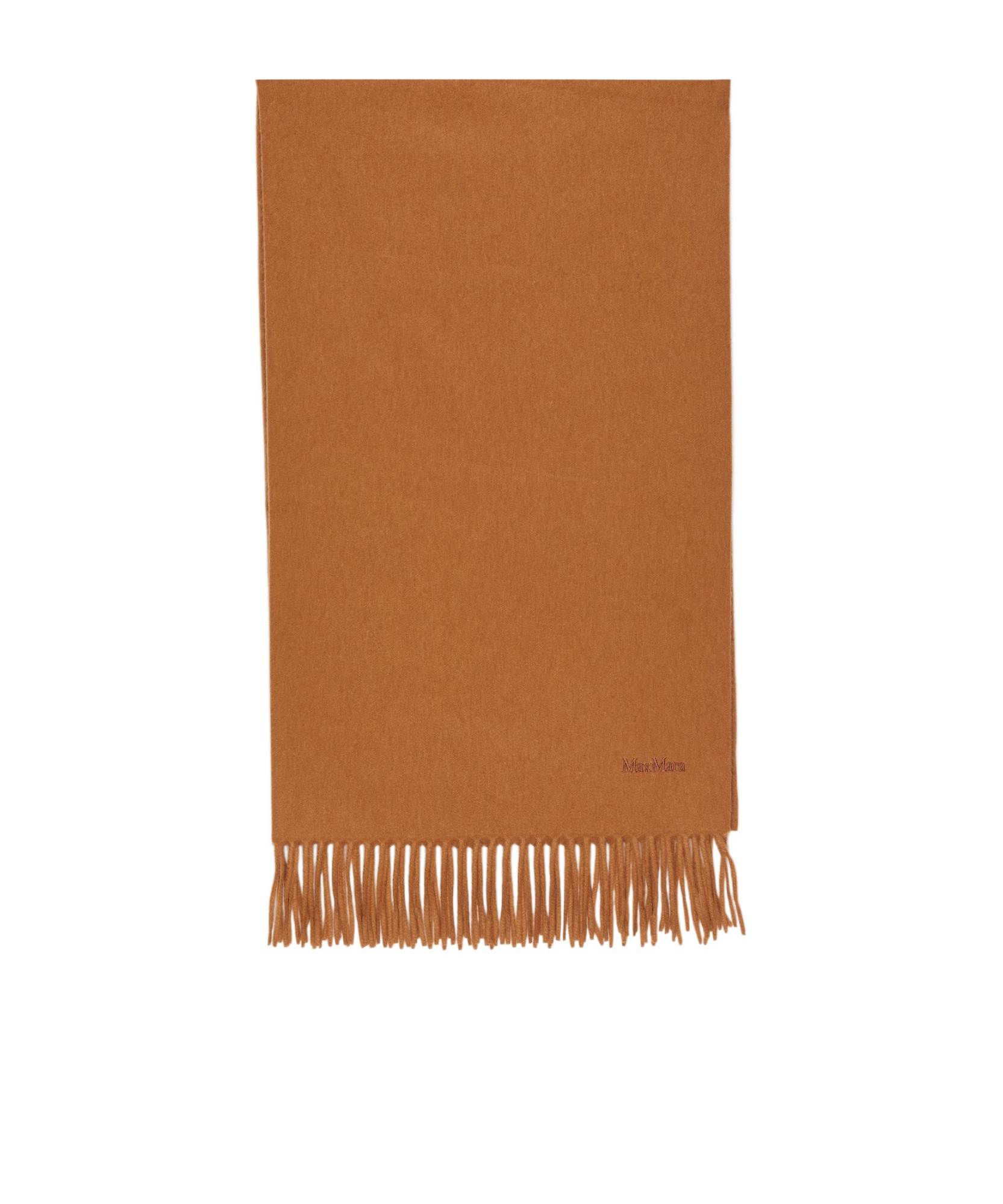 Max Mara Cashmere Stole With Embroidery And Fringing In Brown