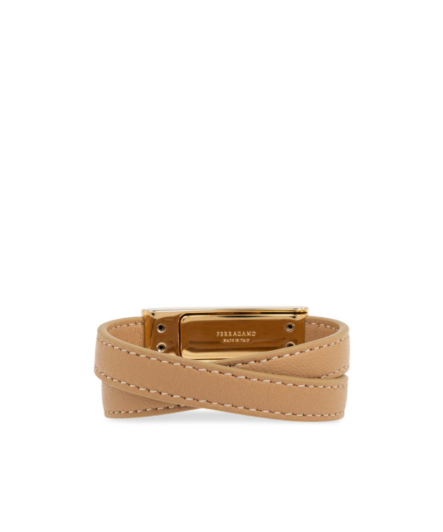 Ferragamo Logo Buckle Bracelet In Yellow