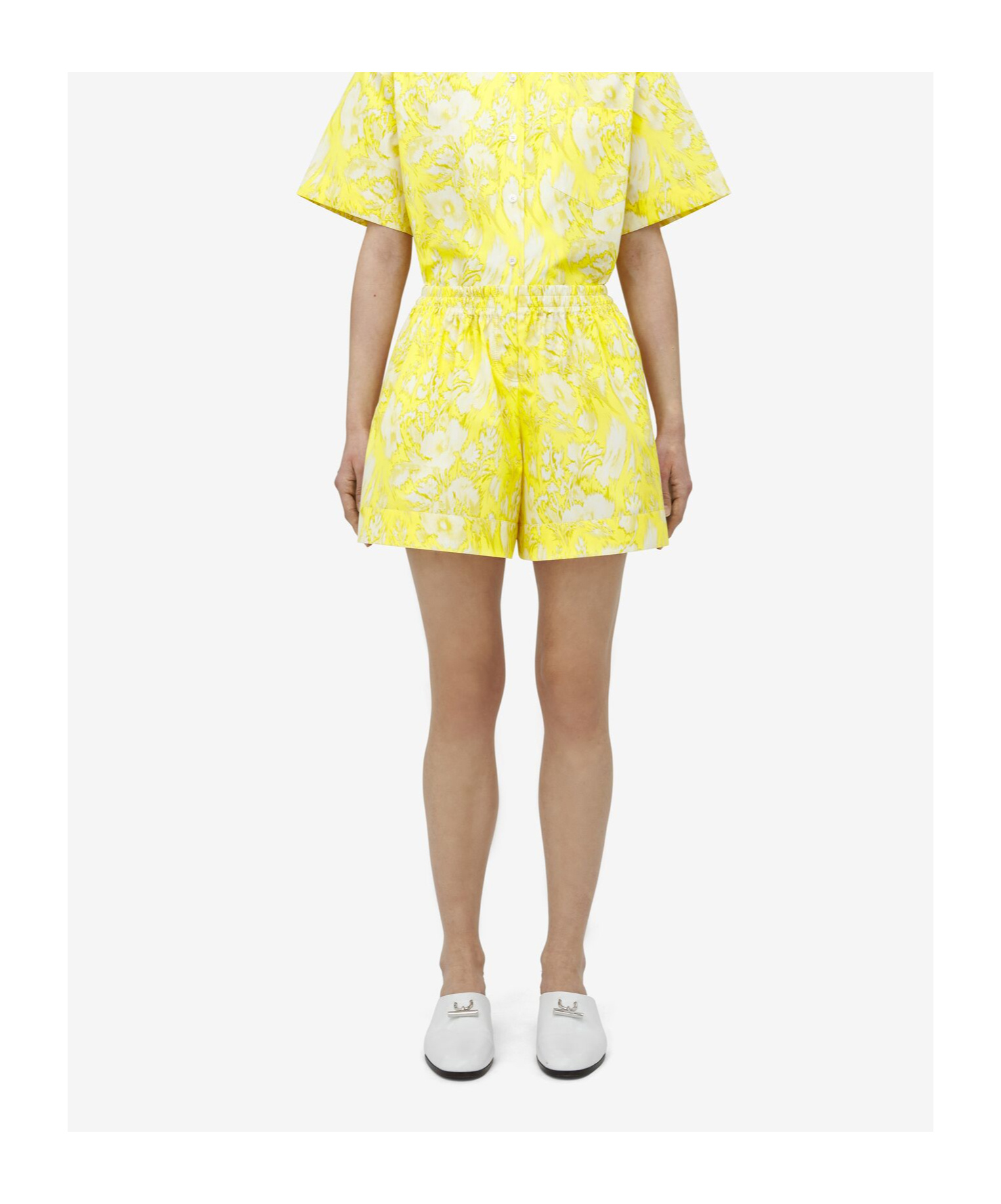 Alexander Mcqueen Warped Floral Shorts In Yellow
