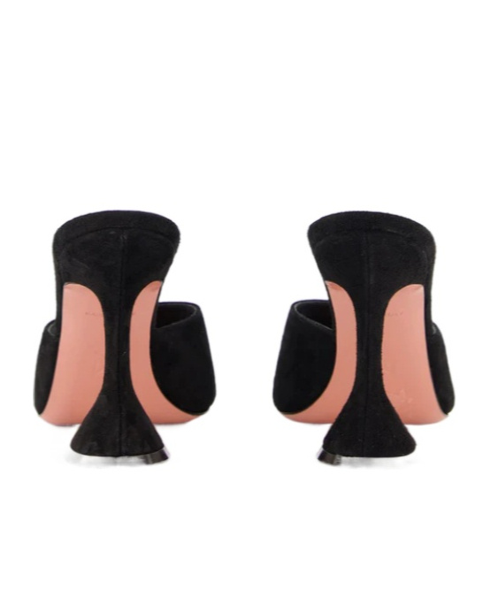 Amina Muaddi Lupita Suede Pedestal Mule Sandals In Black