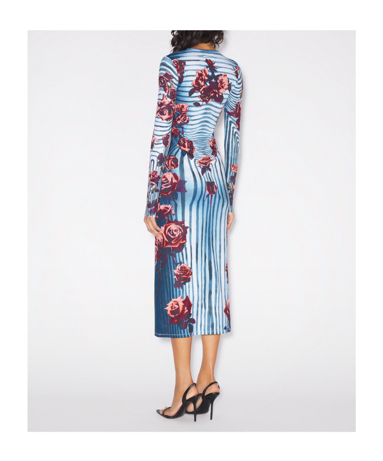 Shop Jean Paul Gaultier Flower Body Morphing Midi Dress In Blue
