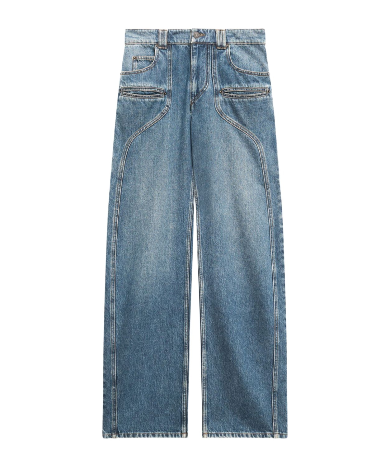 Isabel Marant Jean Beryl Denim Camal Straight Pants In Blue