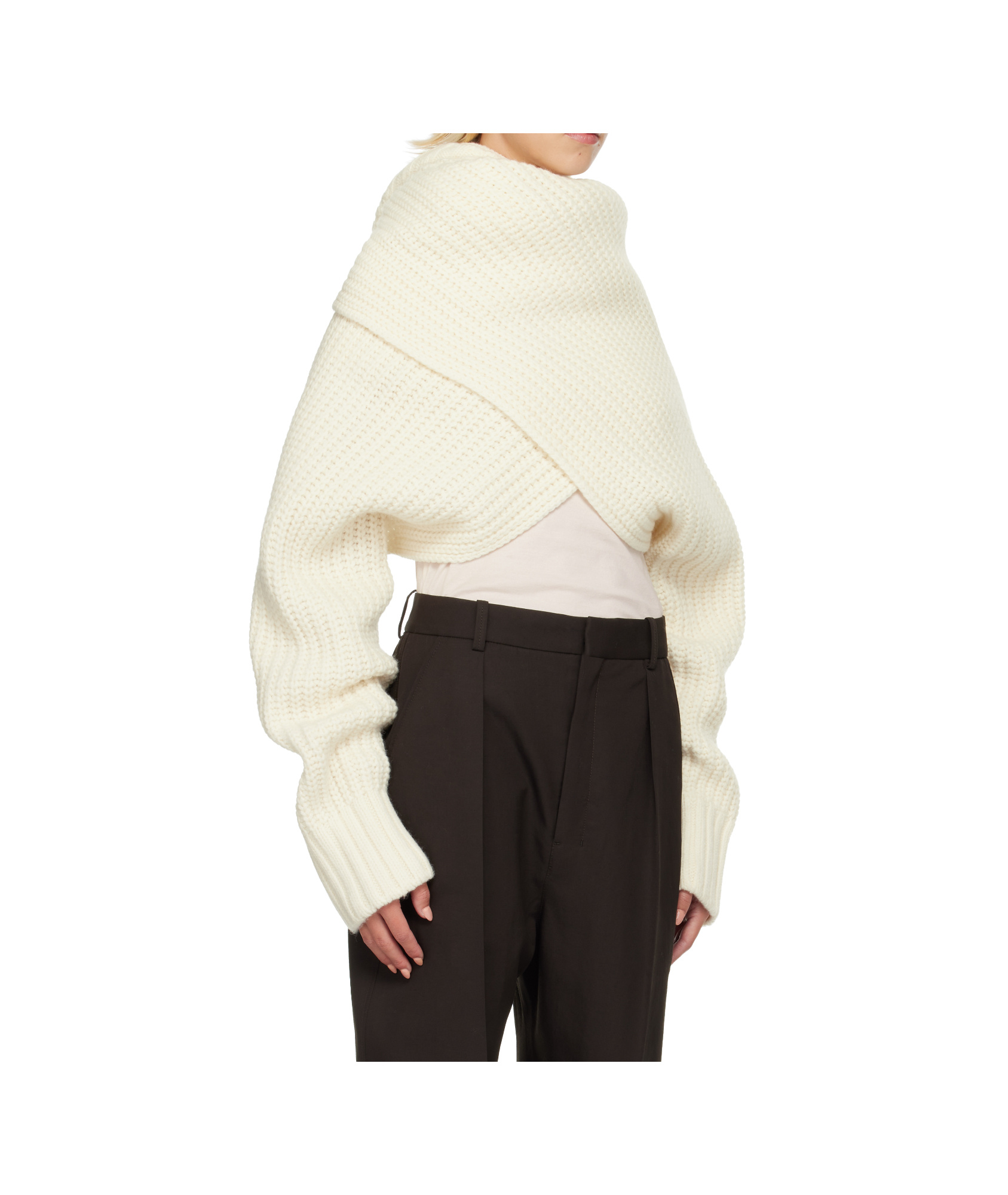 Sacai Off-white Wool Knit Pullover Turtleneck In White