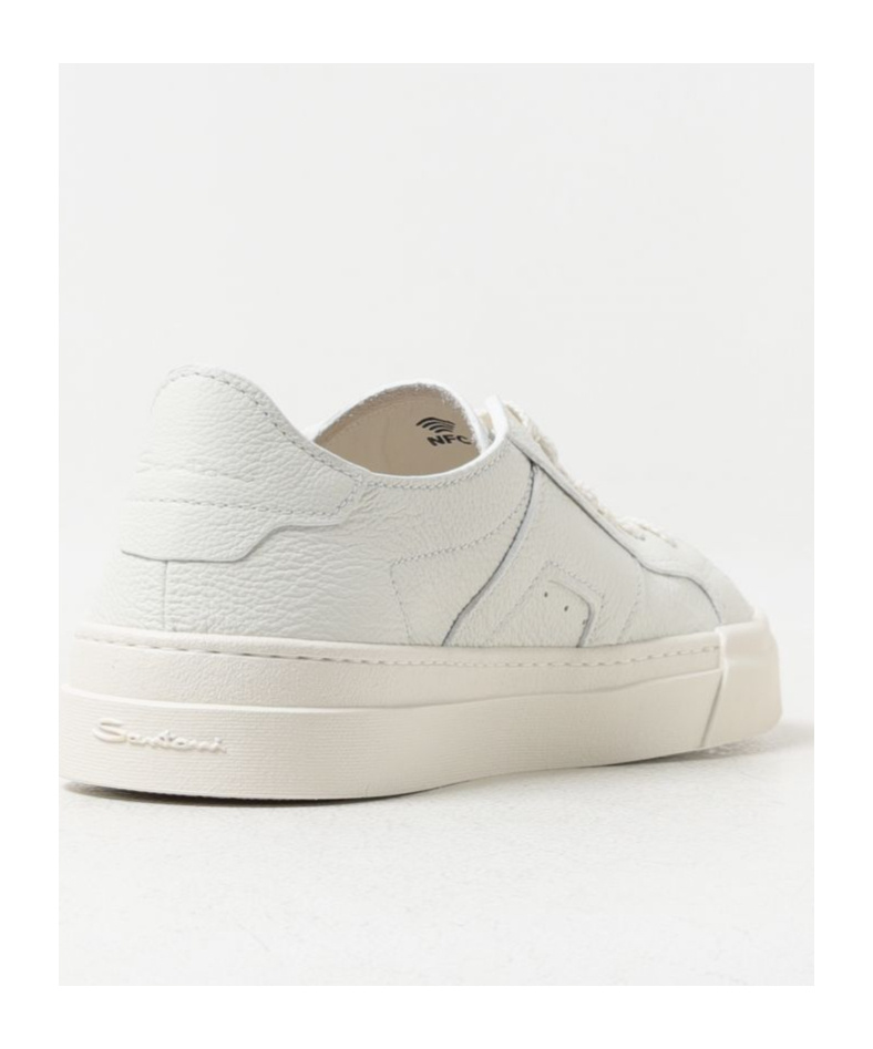 Shop Santoni Logo-printed Lace-up Sneakers In White