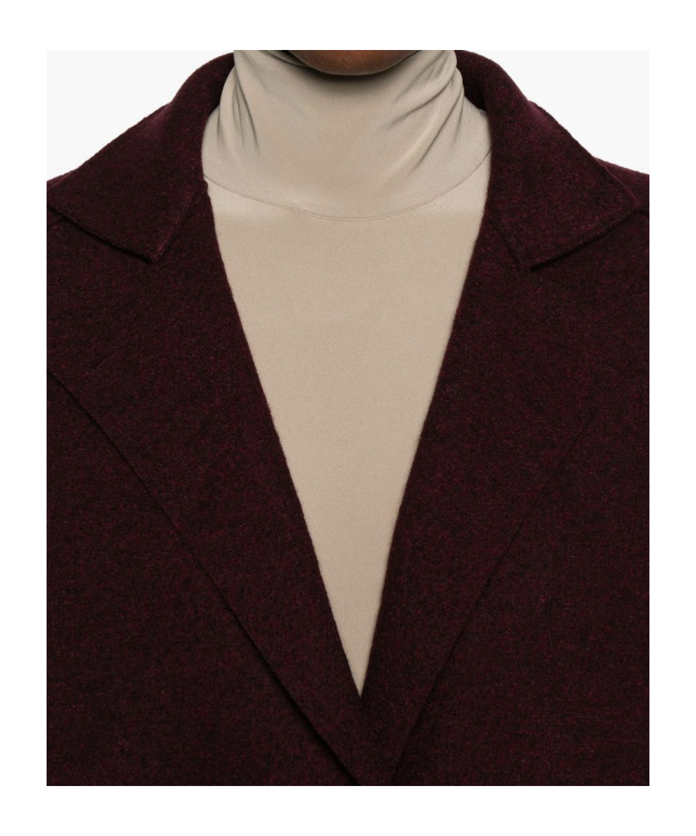 Harris Wharf London Wool Coat With High Neck And Raglan Sleeves In Burgundy
