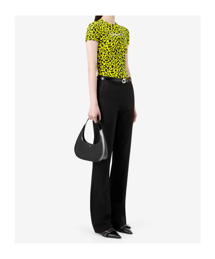 Coperni Womens Print Leopard Crystals Leopard-print Cotton-jersey T-shirt In Yellow
