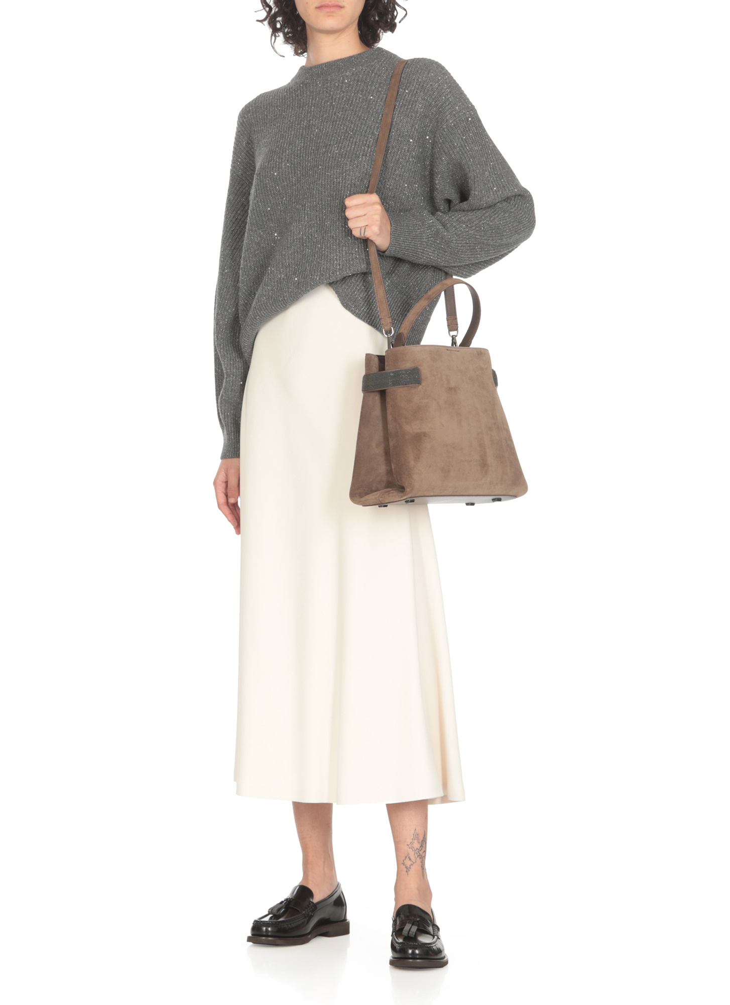 Brunello Cucinelli Suede Tote Bag In Brown