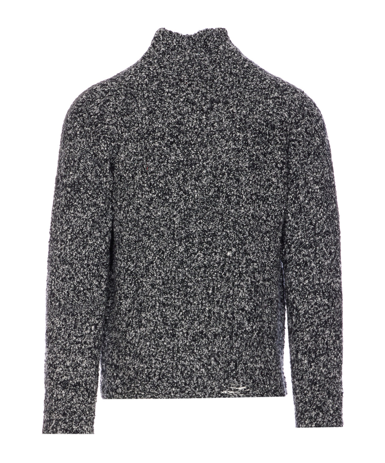 Diesel Crewneck Knitted Sweater Textured Turtleneck In Gray