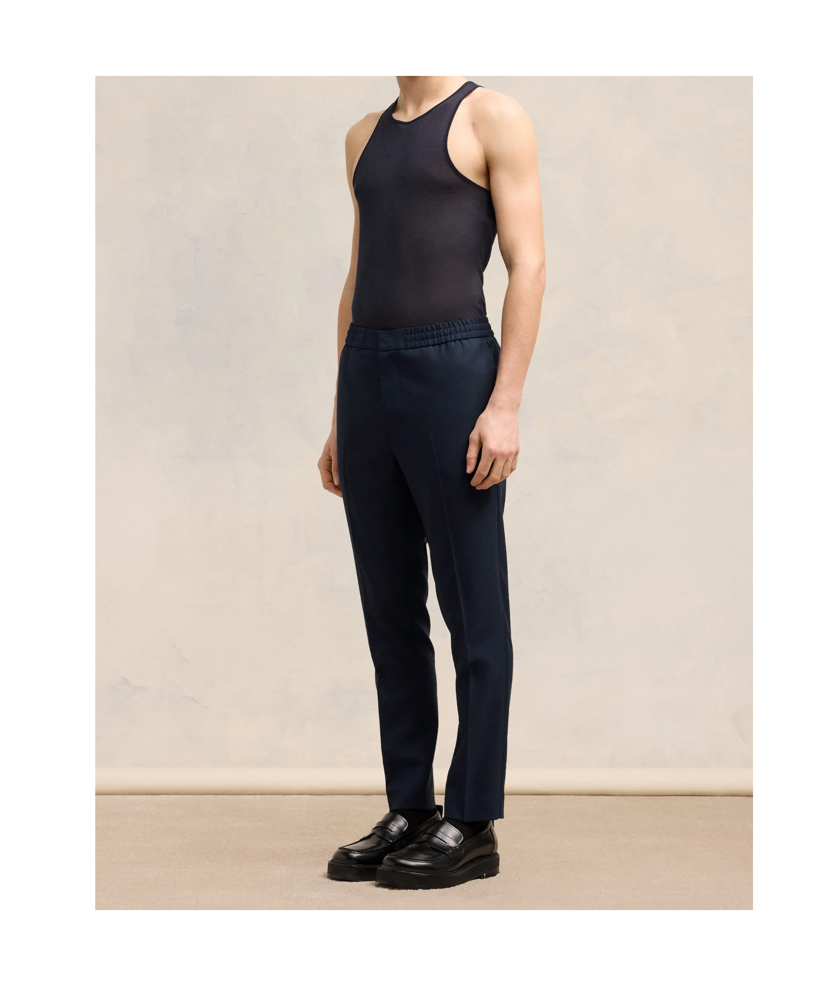 Ami Alexandre Mattiussi Elasticated Waist Trousers Blue In Black