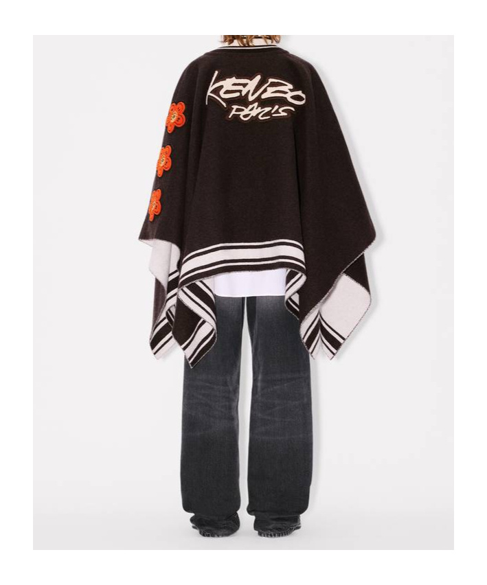 Kenzo ' X Futura 2000' Poncho In Wool In Black