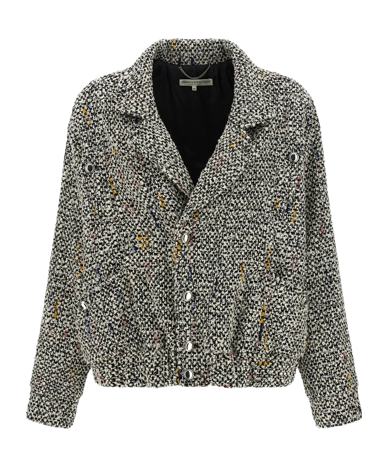 Alessandra Rich Multicolor Tweed Blazer In Black