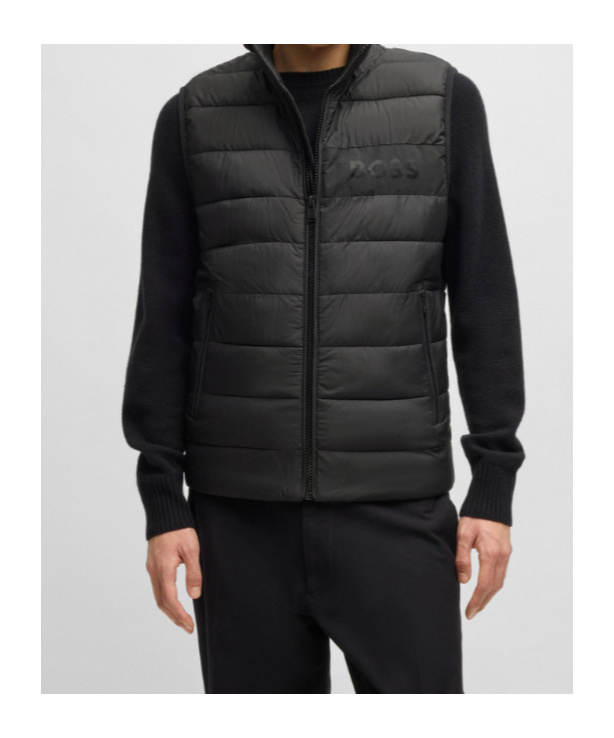Shop Hugo Boss Logo Water-repllent Gilet In Black