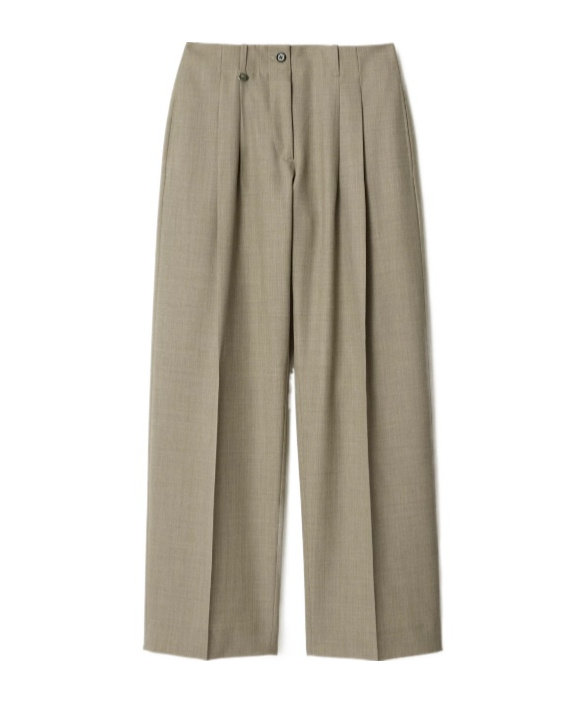 Burberry Double-pleated Wool Pants In Green