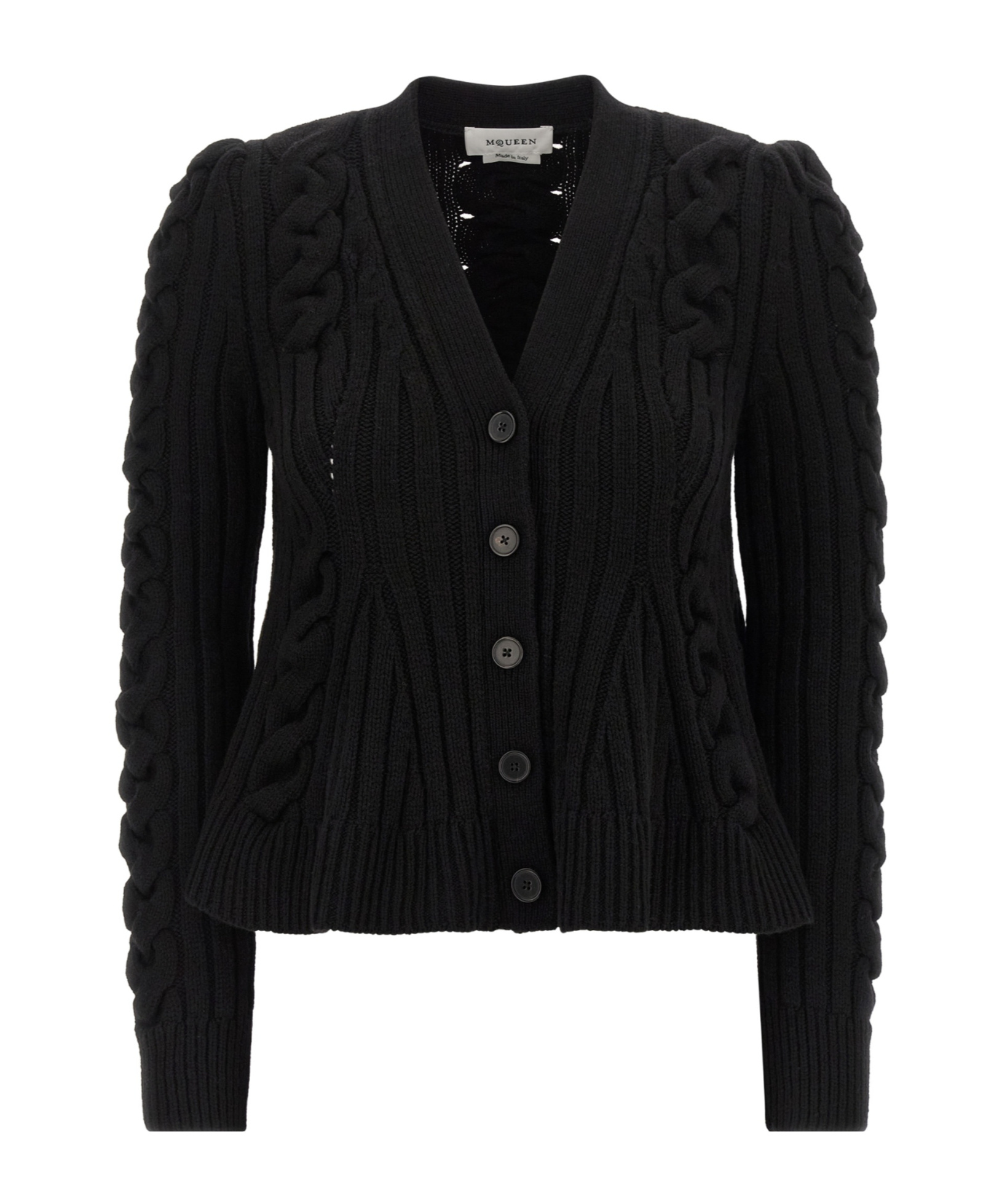 Alexander Mcqueen Braided Knitted Cardigan In Black