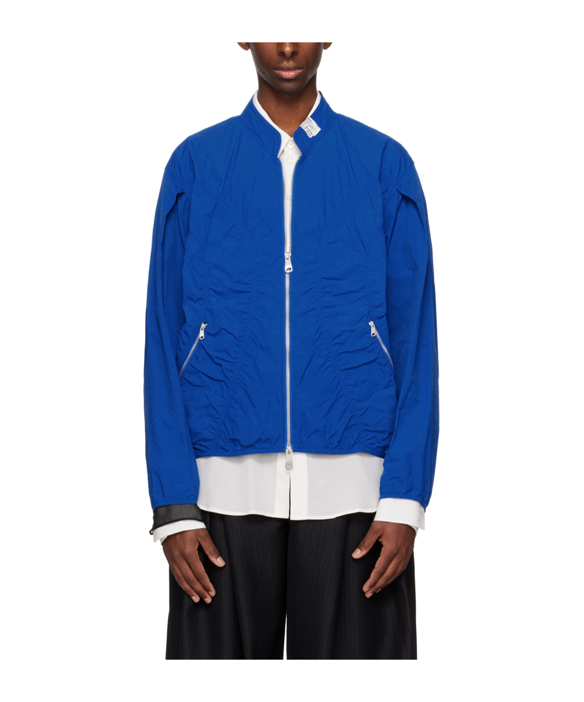 Ader Error Pleated Pilot Jacket In Blue