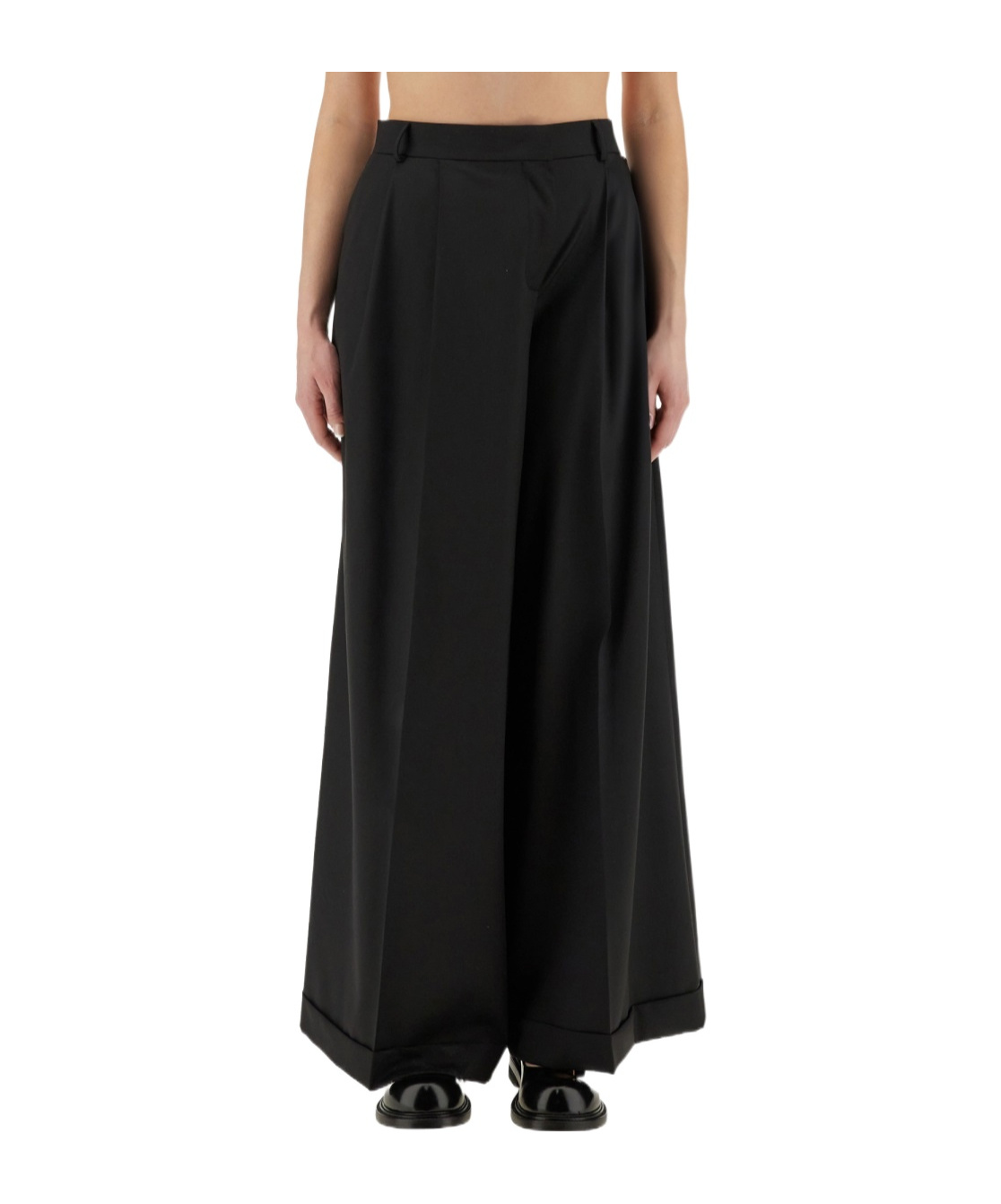 Moschino Asymmetrical Design Wool Pants In Blue