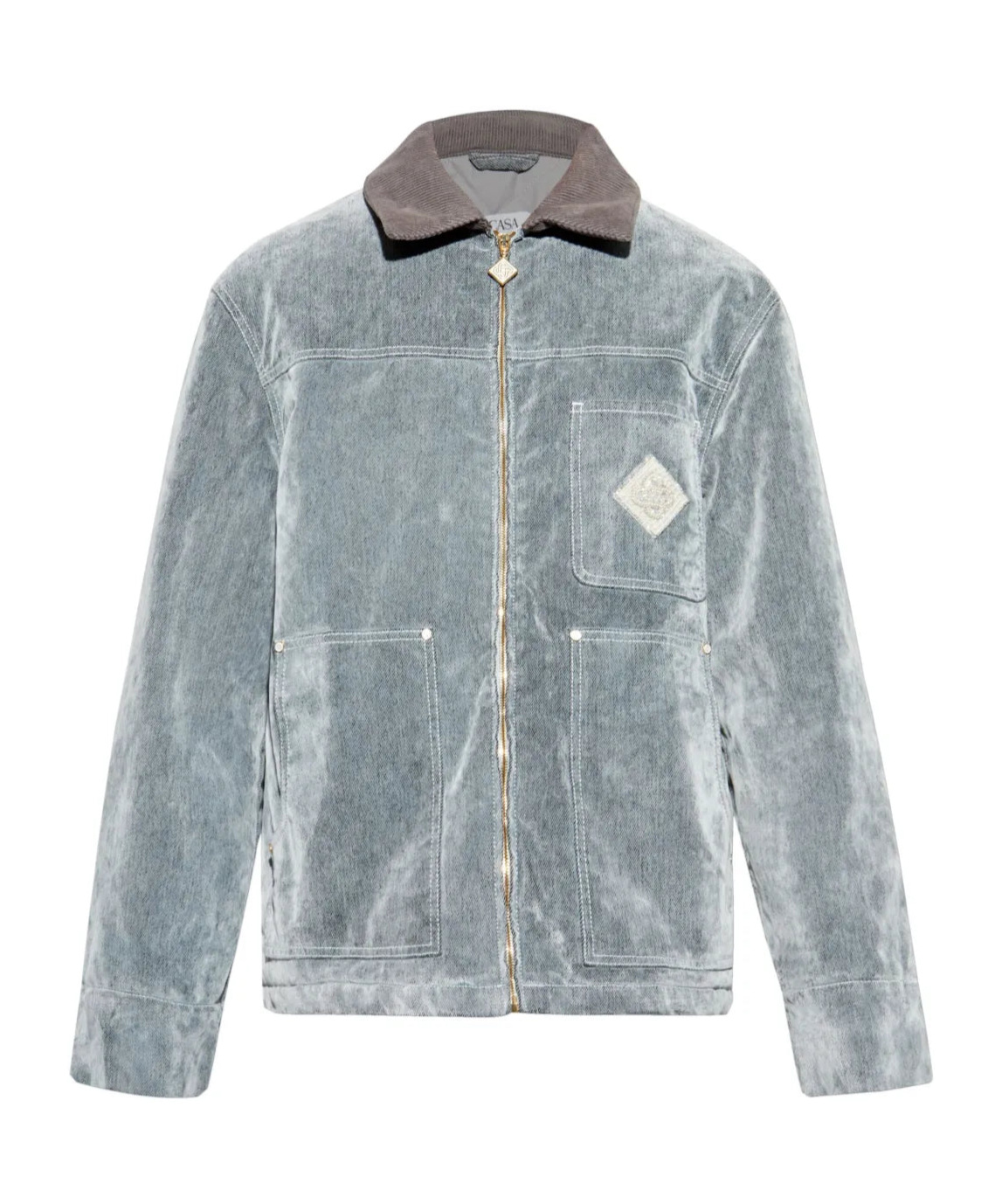 Casablanca Gray Peach Texture Denim Jacket In Gray