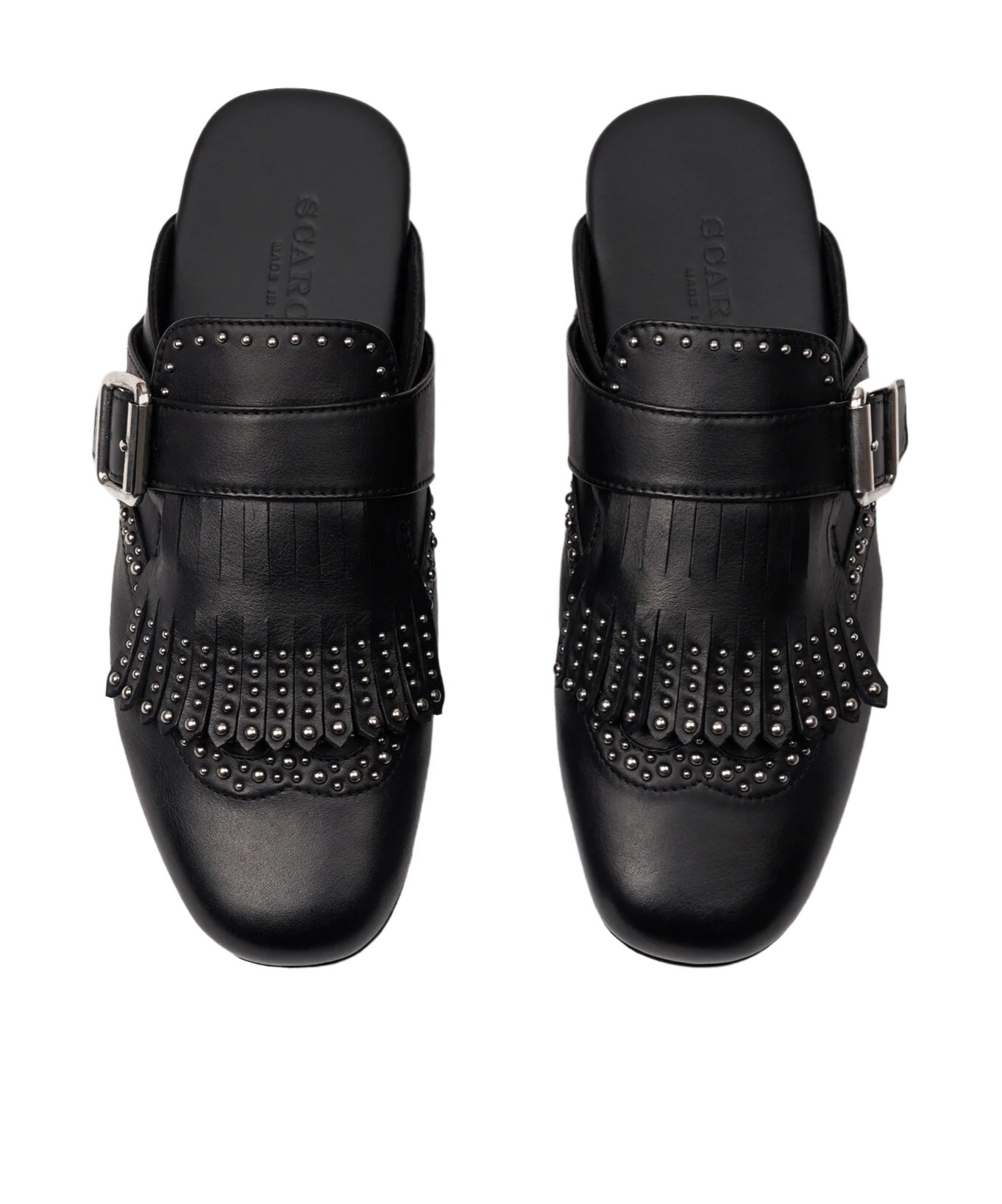 Scarosso Gaia Studded Mule Flat Shoes In Animal Print