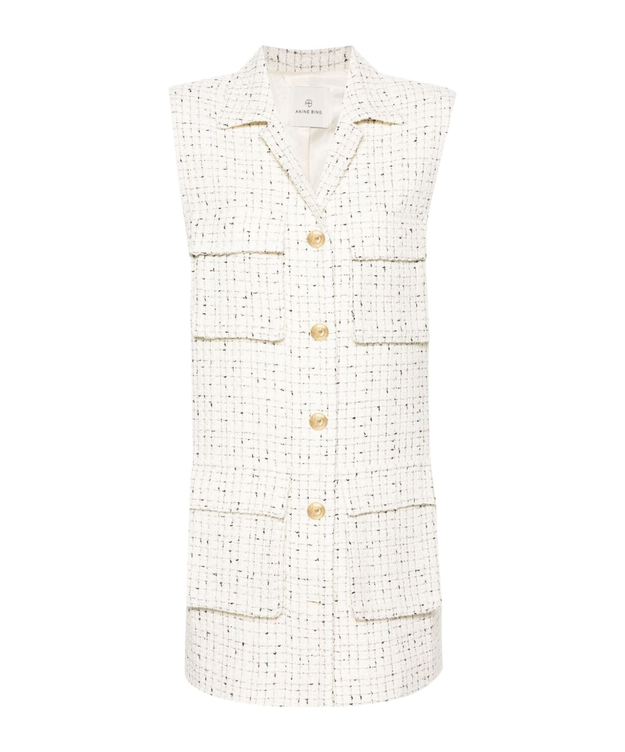 ANINE BING SINGLE-BREASTED TWEED GILET