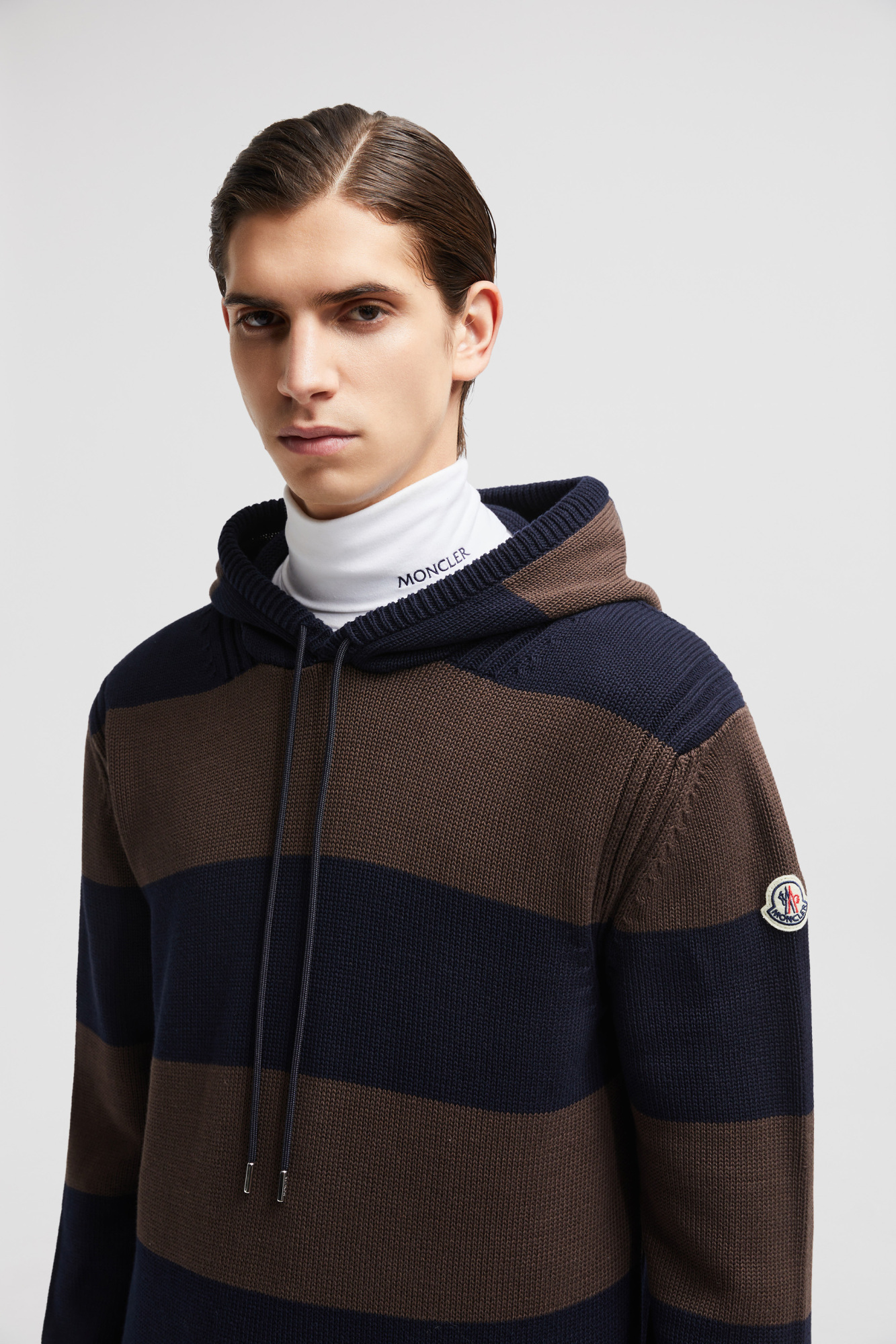 Shop Moncler Striped Hooded Jumper In Black