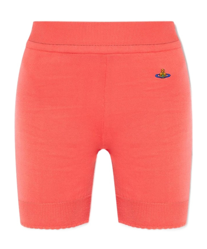 VIVIENNE WESTWOOD VIVIENNE WESTWOOD LOGO EMBROIDERED RIBBED-KNIT STRETCH SHORTS