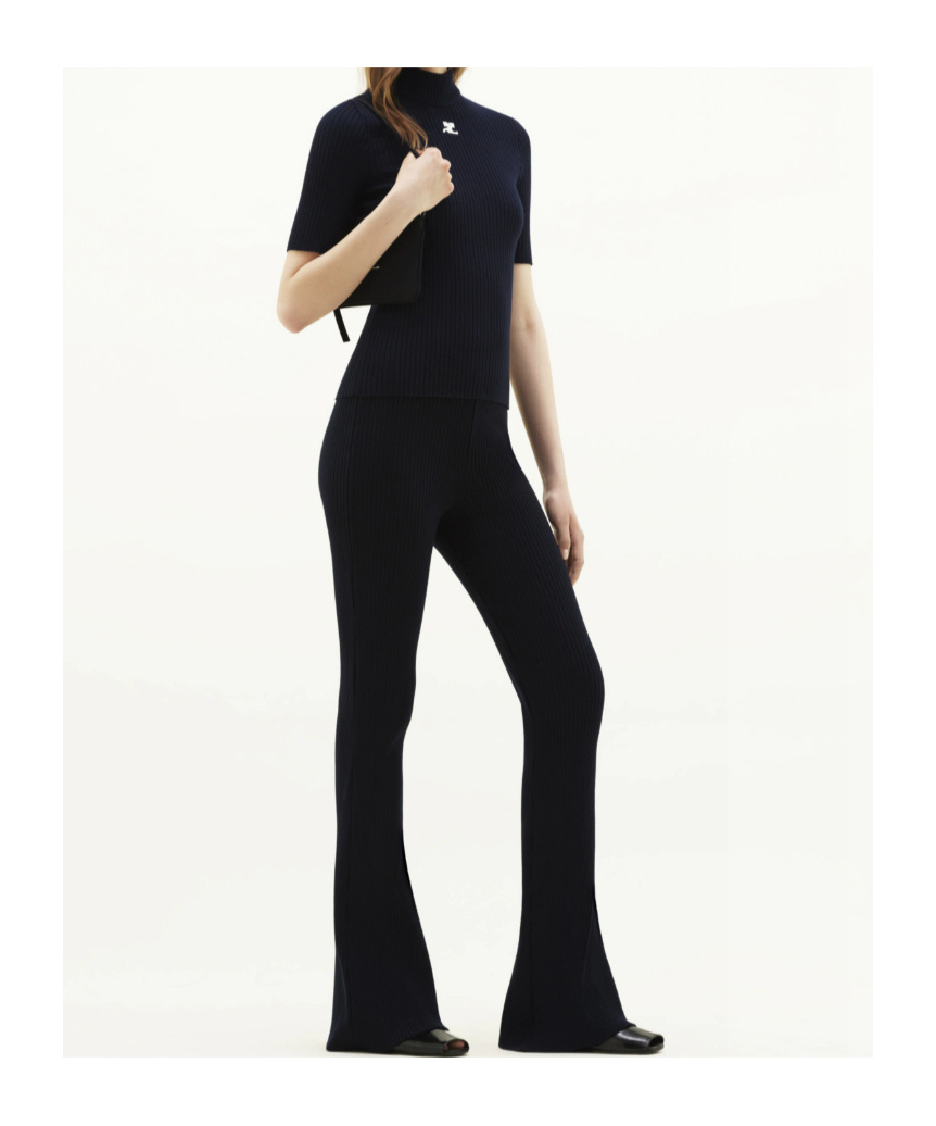 Courrèges Reedition Logo-patch Knitted Top In Blue