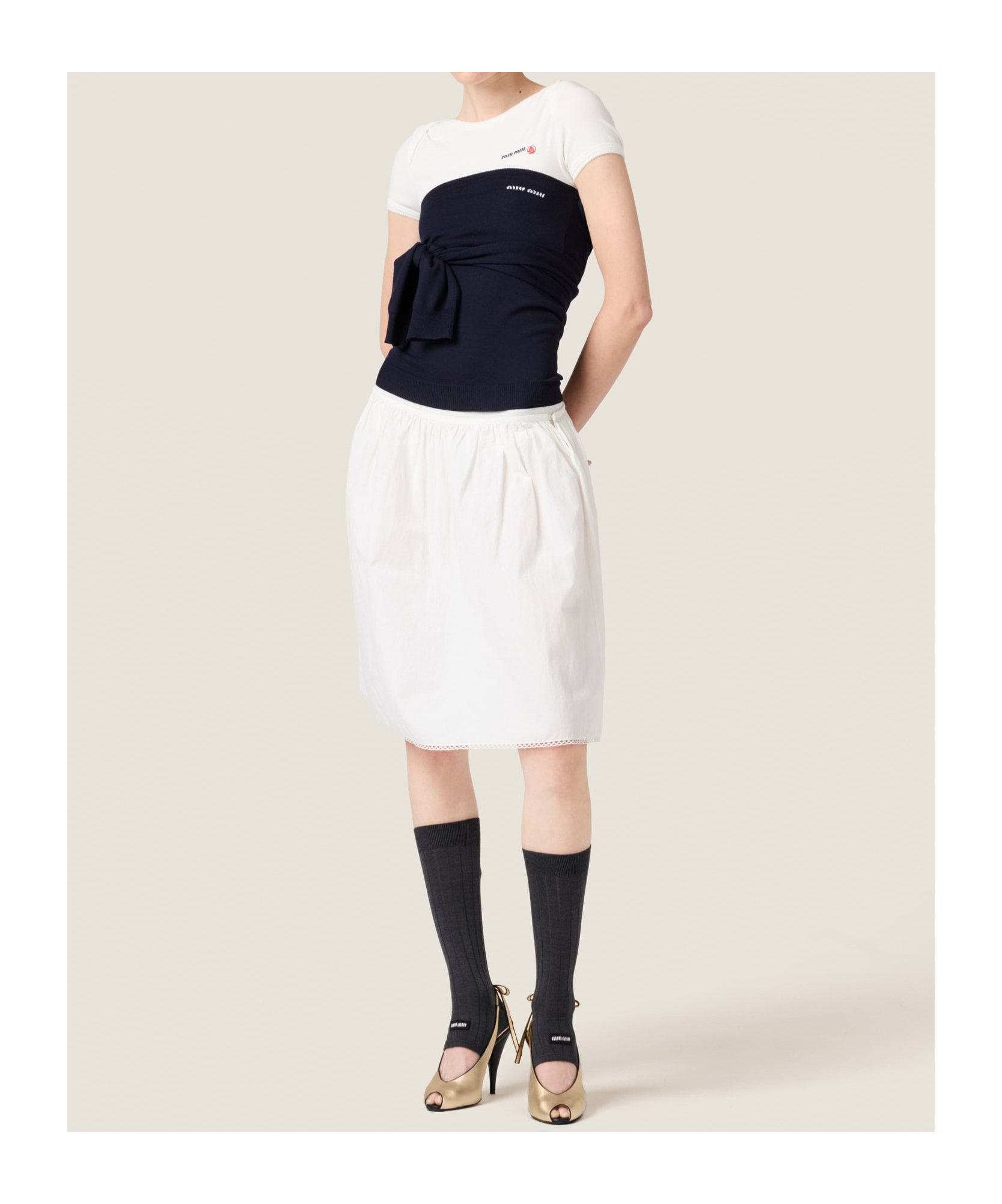 Miu Miu Blue Boat Neck Sweater In Wool In Blue