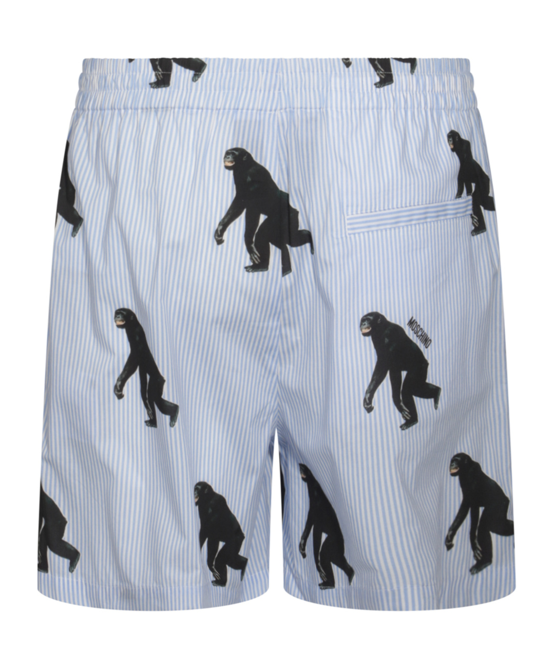 Moschino Knee Length Printed Shorts With Elastic Waistband In Blue
