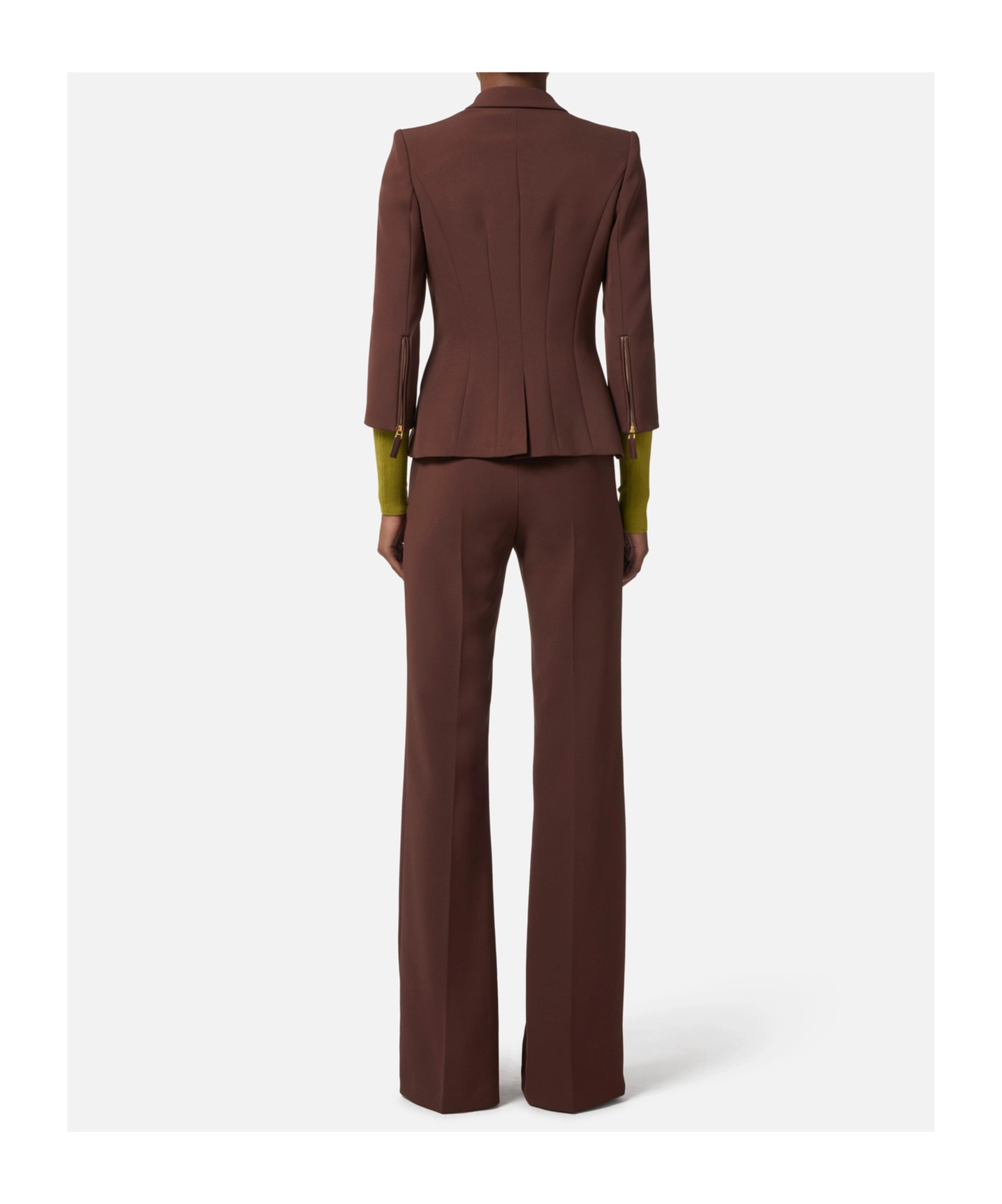Elisabetta Franchi Structured Double-breasted Jacket Gold Buttons In Brown