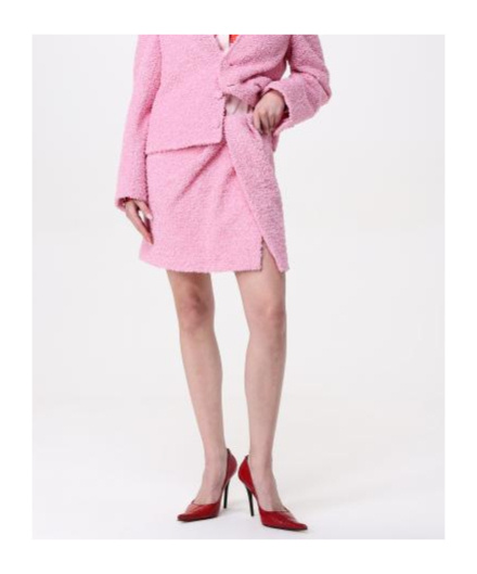Msgm Logo Patch Draped Midi Skirt In Pink