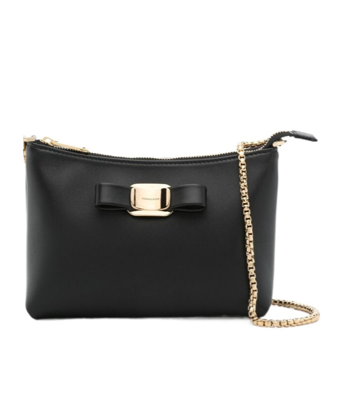 Shop Ferragamo Zippered Shoulder Bag In Black
