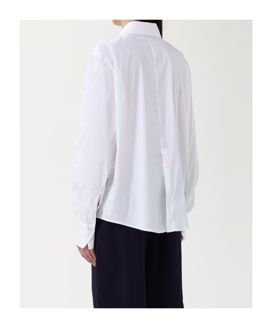 Patrizia Pepe Button-down Long-sleeved Shirt In White