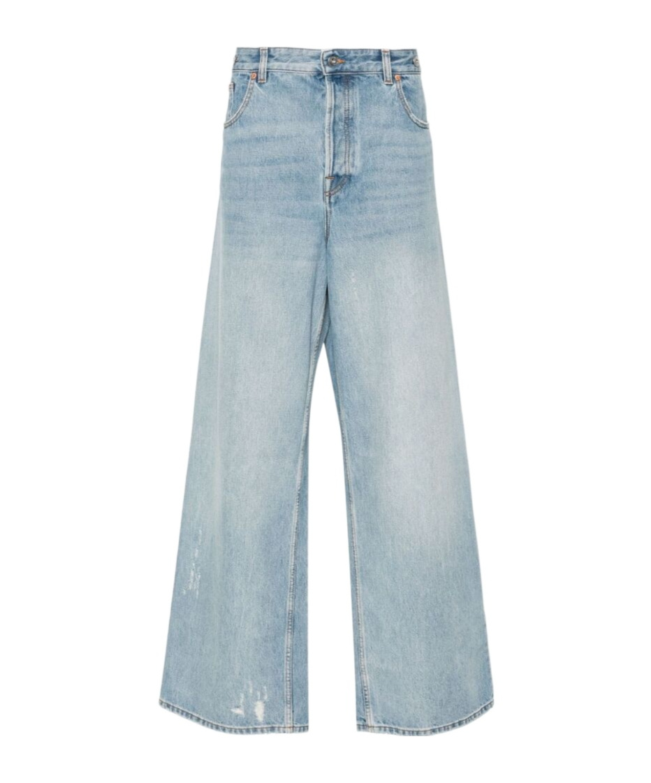 Valentino Adjustable-waist Straight-leg Jeans In Blue