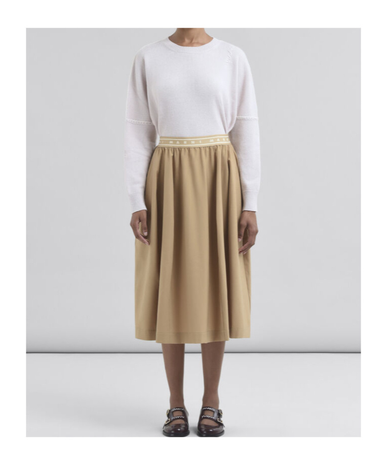 Marni Midi Pleated Skirt Knee Length In Nude