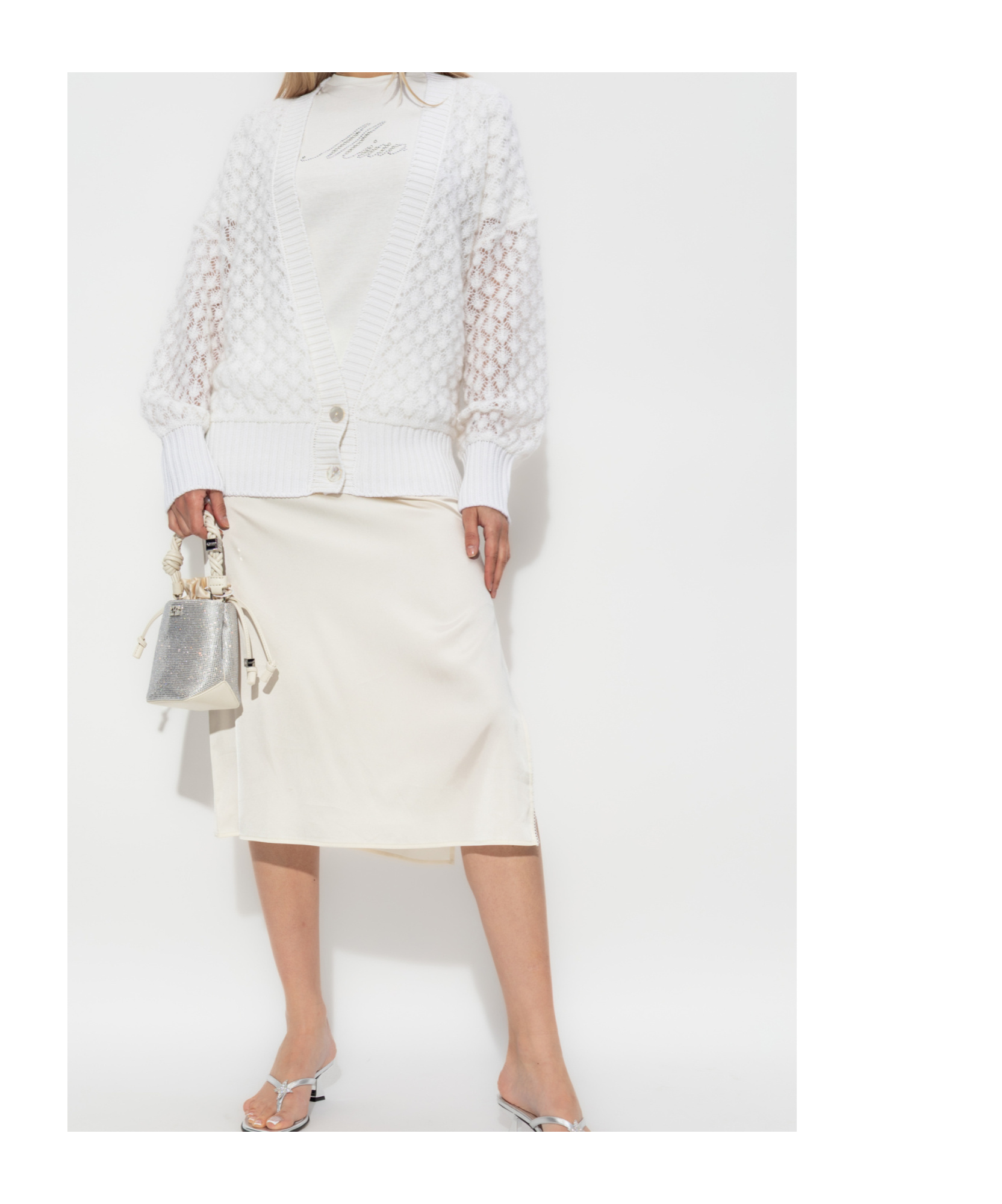 Blumarine Open-knit Cardigan In White