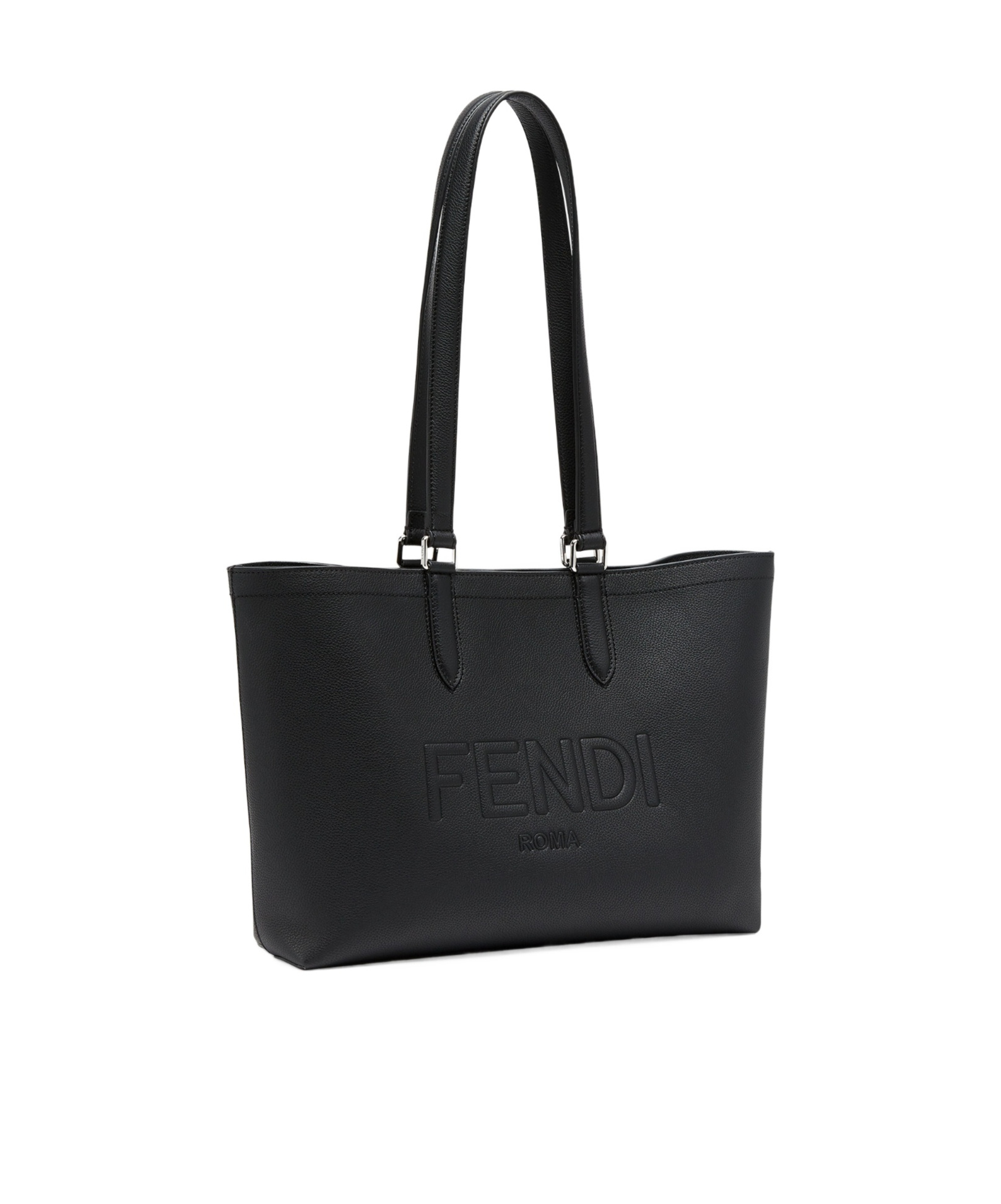Fendi Roma Logo Embossed Tote Bag In Black