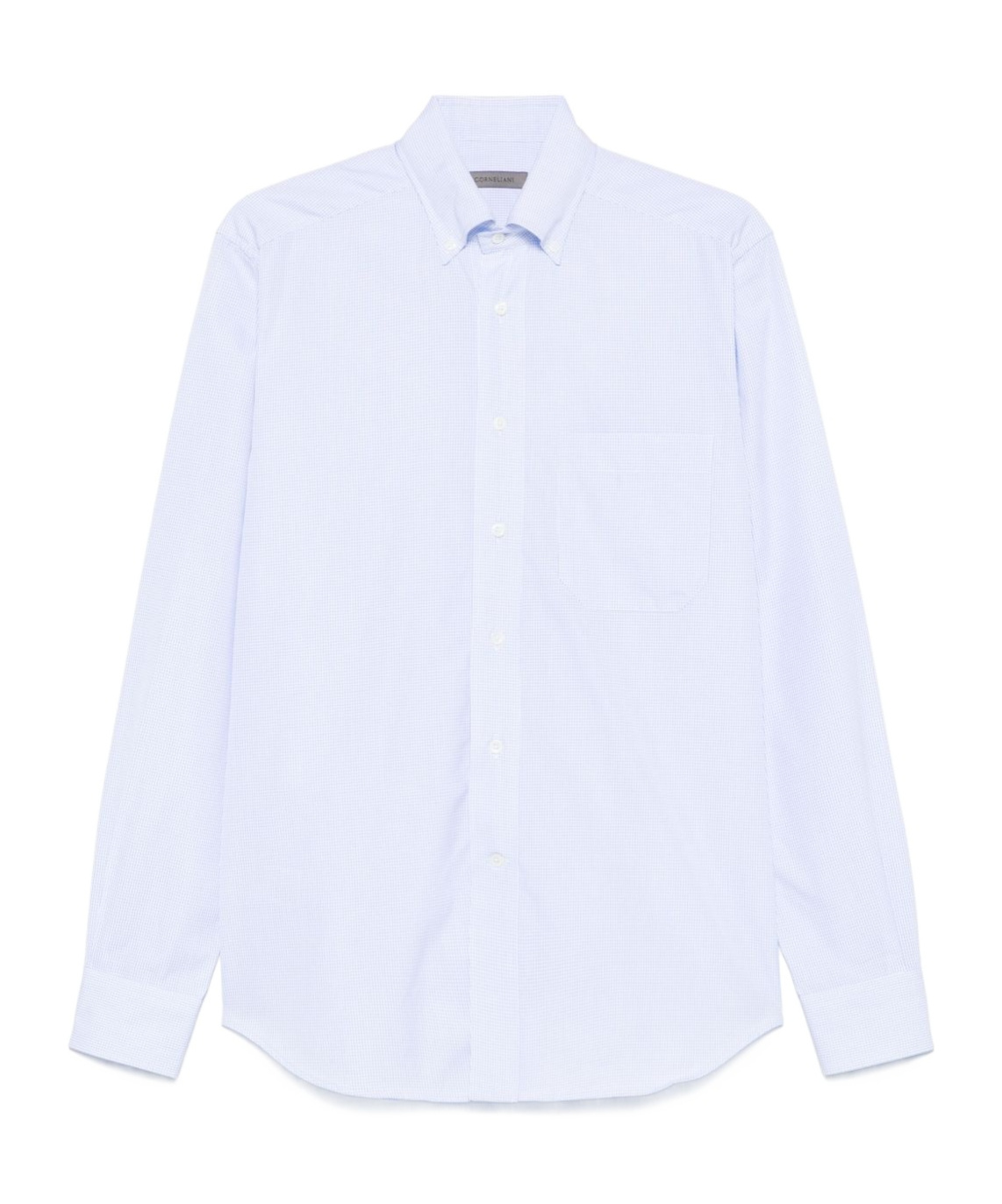 Corneliani Classic Blue Shirt With Button-down Collar In White