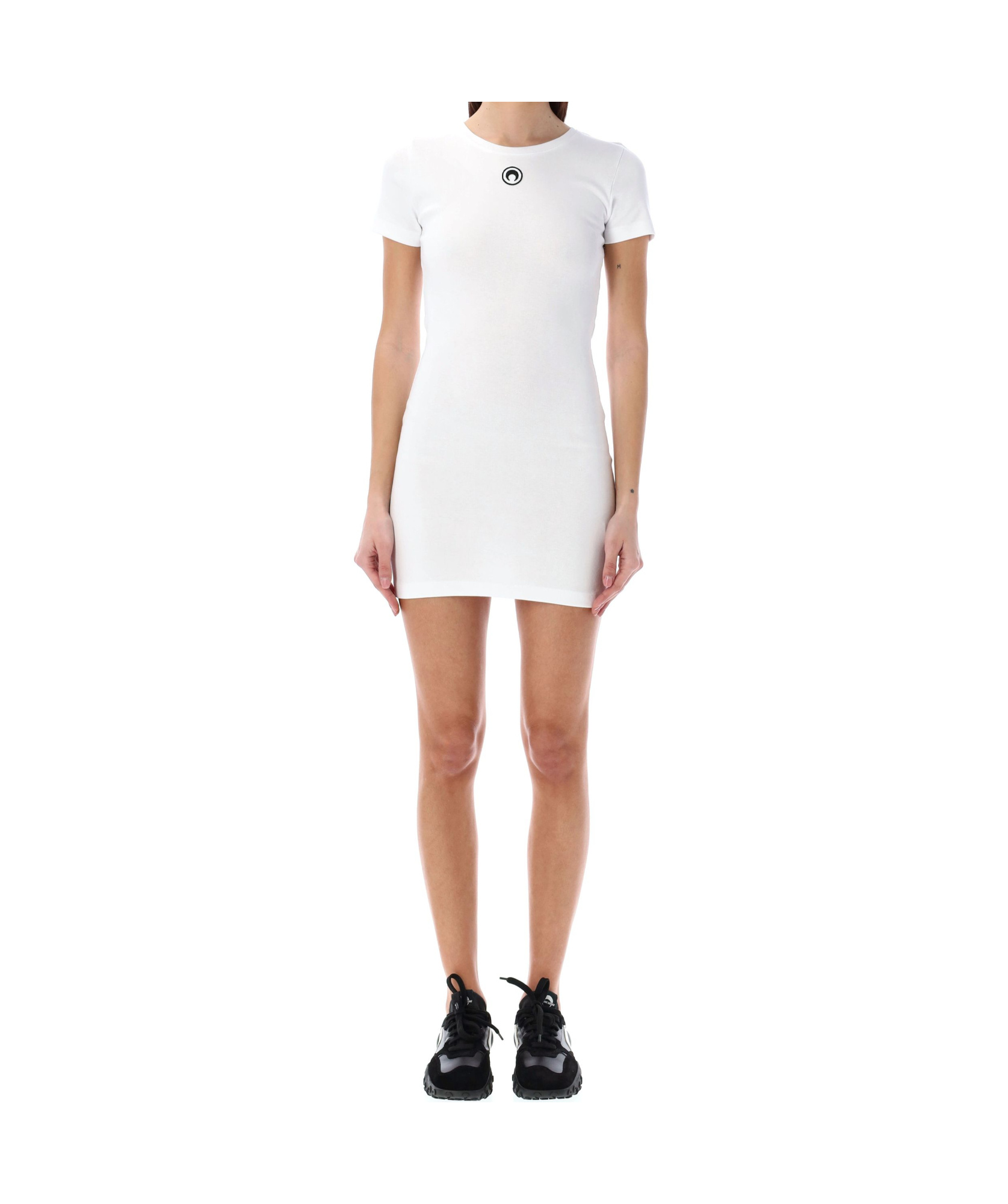Marine Serre Organic Cotton Rib T-shirt Dress In White