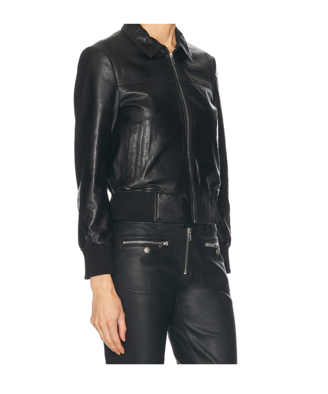 R13 Berlin Leather Bomber Jacket In Black