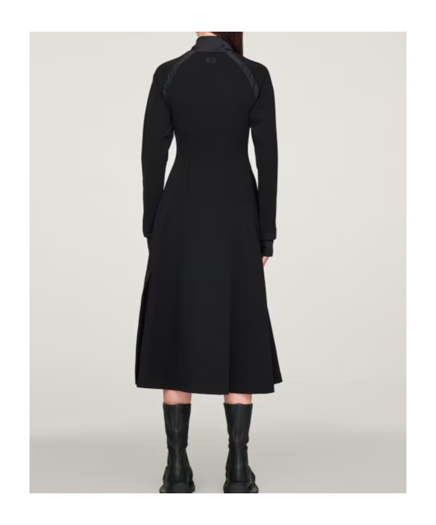 Y-3 Padded-details Pleated Midi Dress In Black