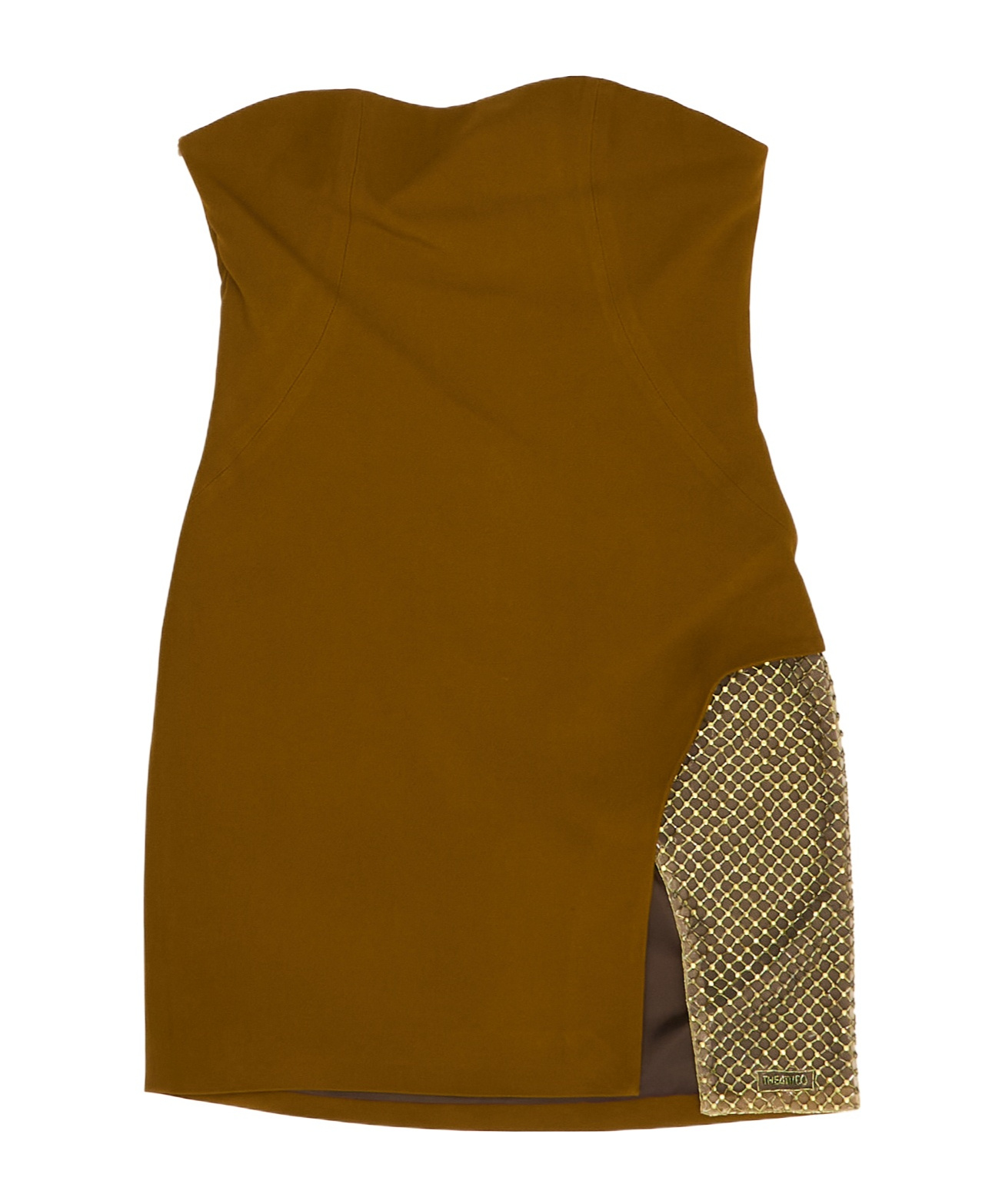 Attico Mesh-panelled Minidress In Brown