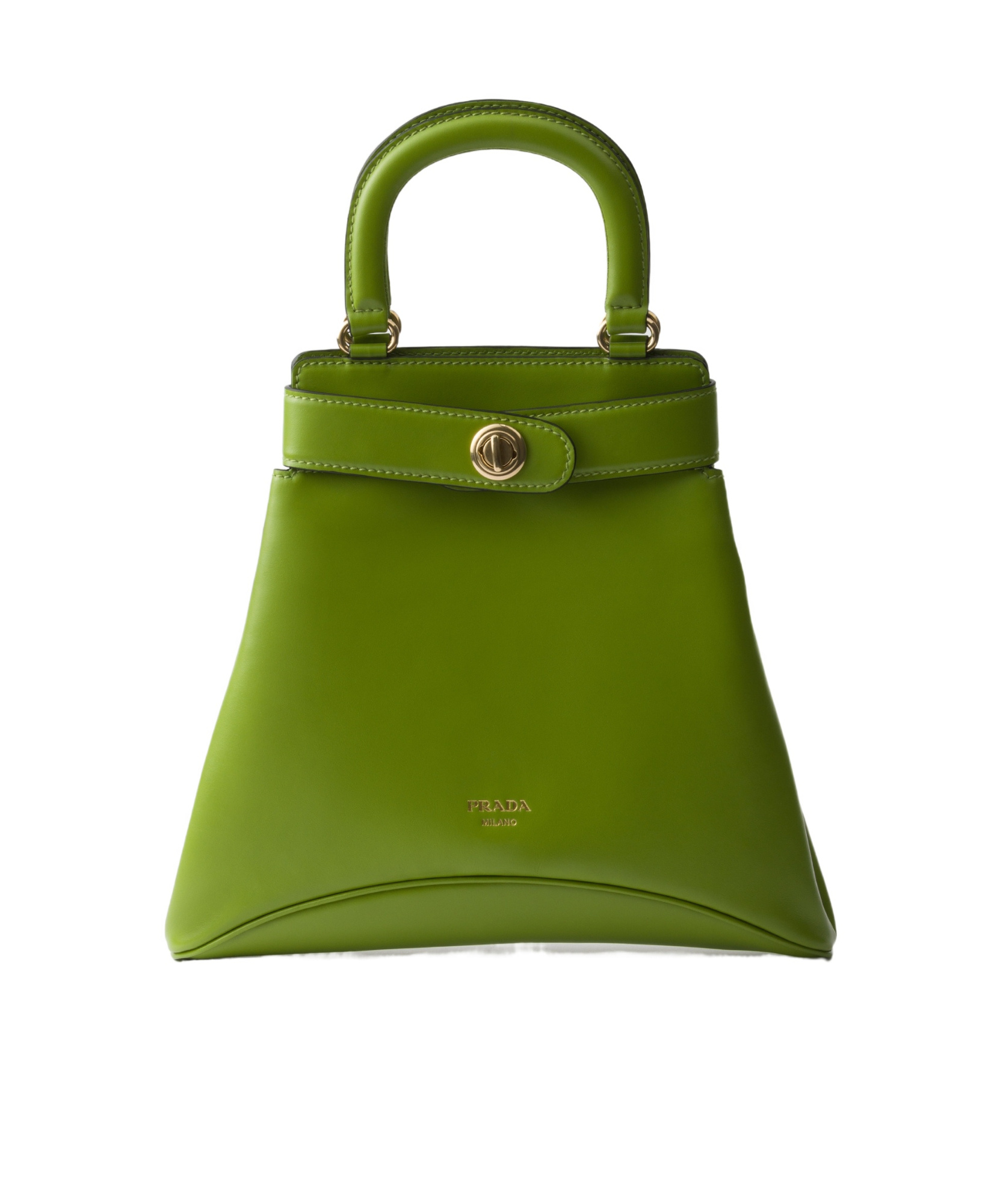 Prada Re-nylon And Leather Medium Top-handle Bag With Padlock In Fern