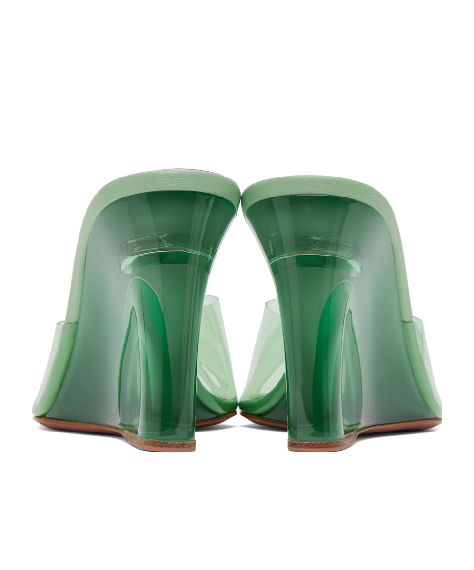 Amina Muaddi Lupita Glass Open-toed Wedges In Green