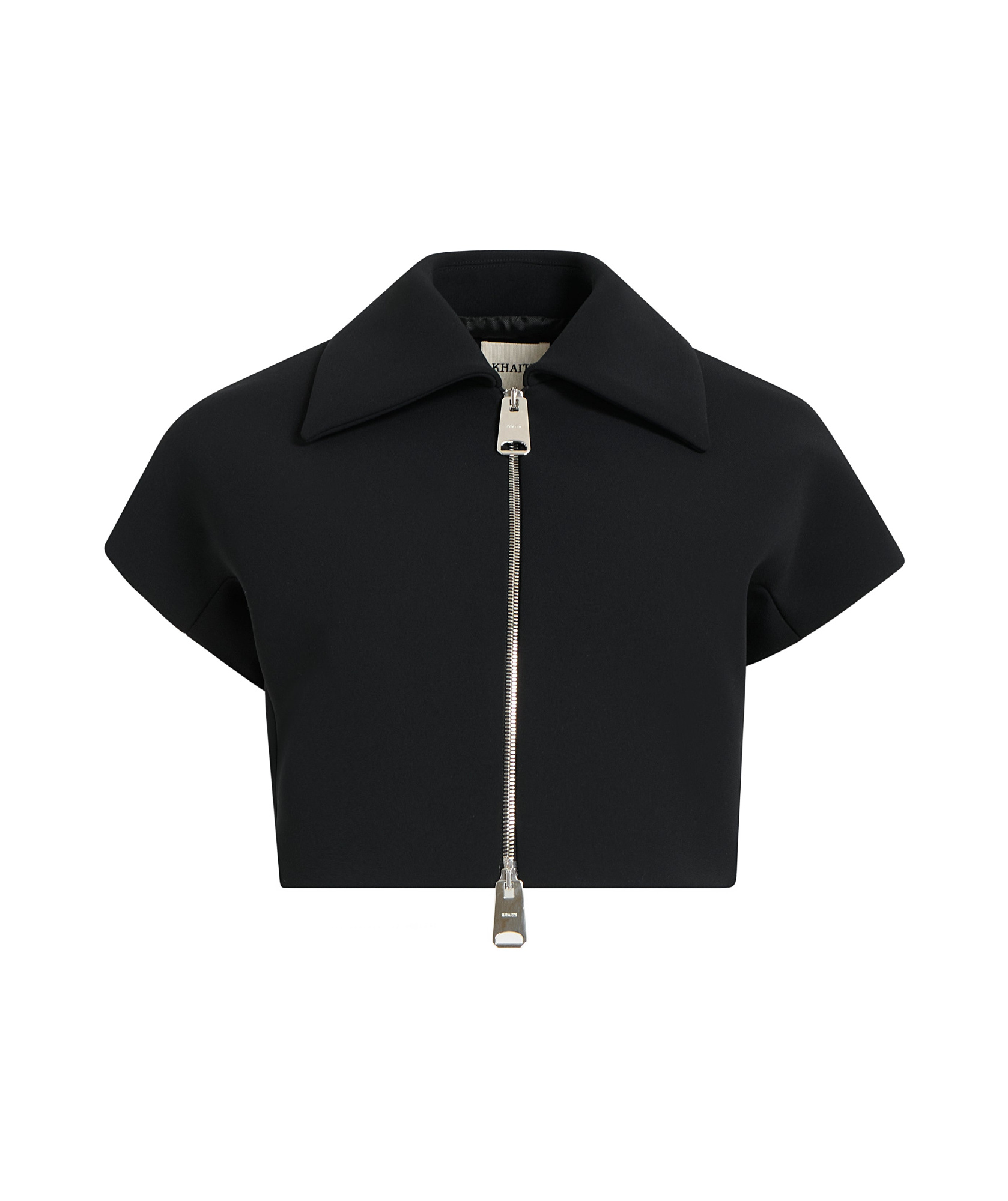 Khaite Robin Cropped Zip-front Top In Black