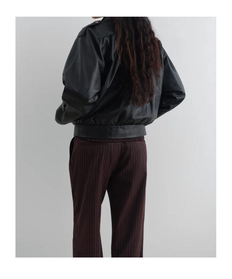 Gimaguas Long-sleeved Leather Jacket In Black